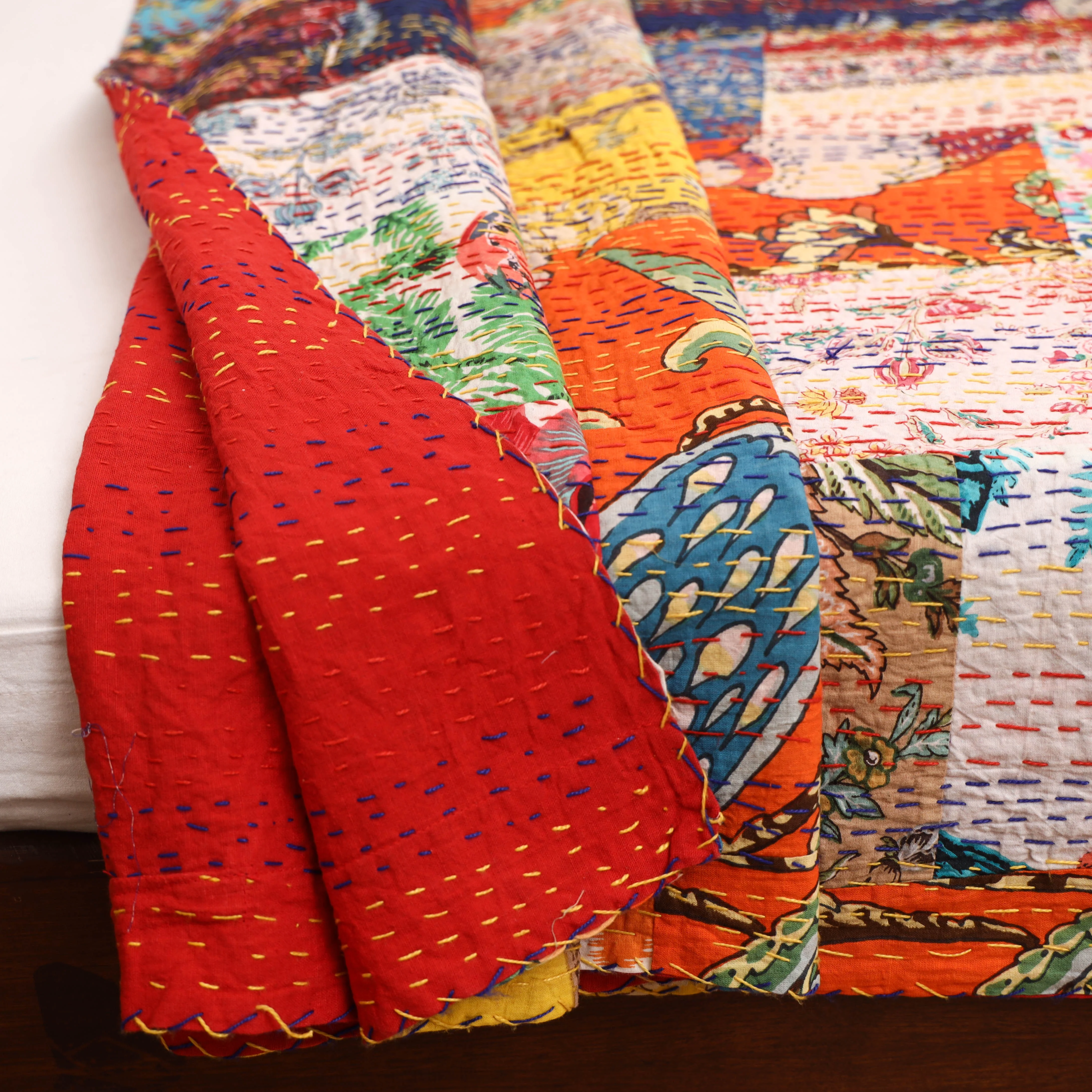 Multicolor - Khambadiya Tagai Patchwork Quilt / Gudri / Blanket 09 - Image 4