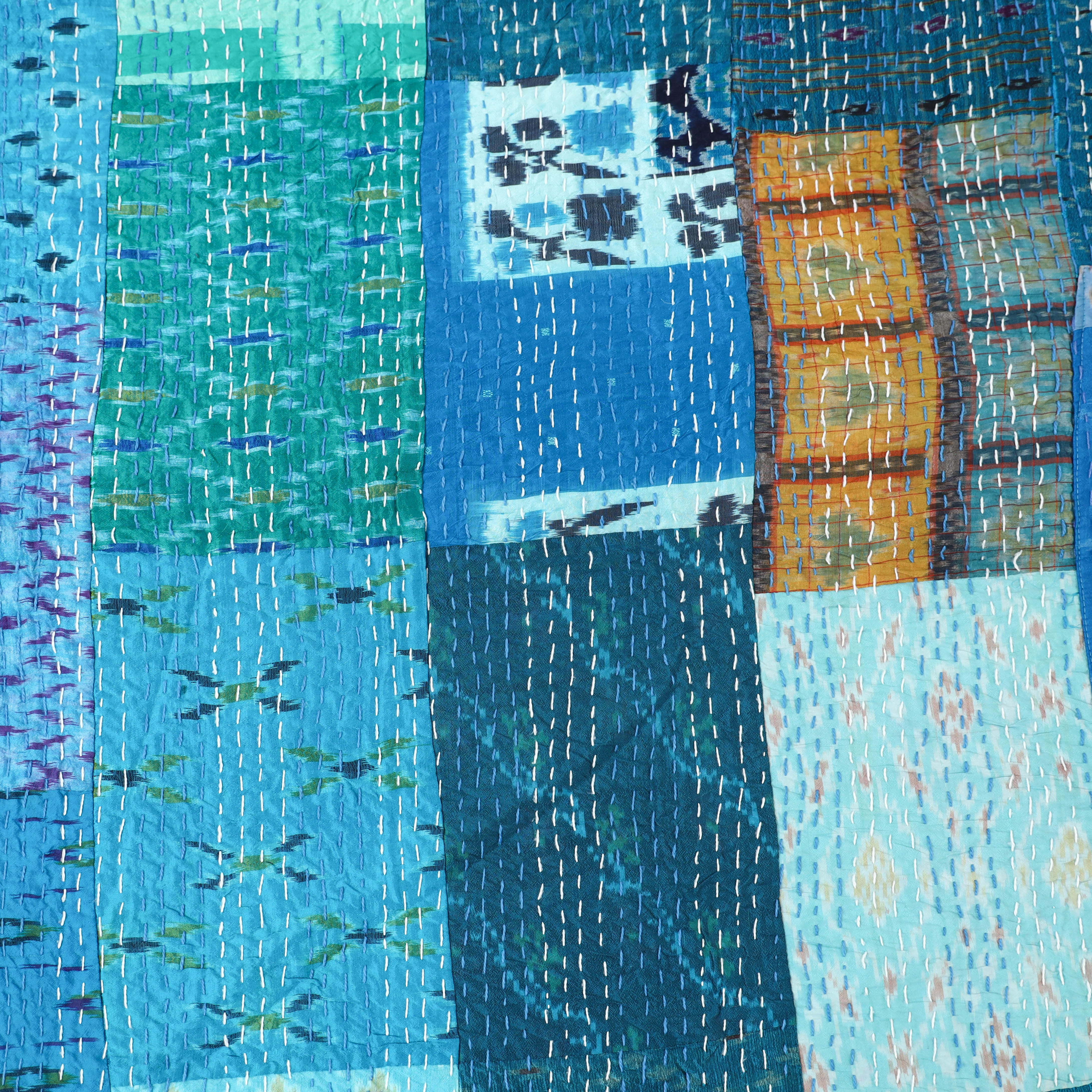 Blue - Khambadiya Tagai Patchwork Quilt / Gudri / Blanket 10 - Image 5