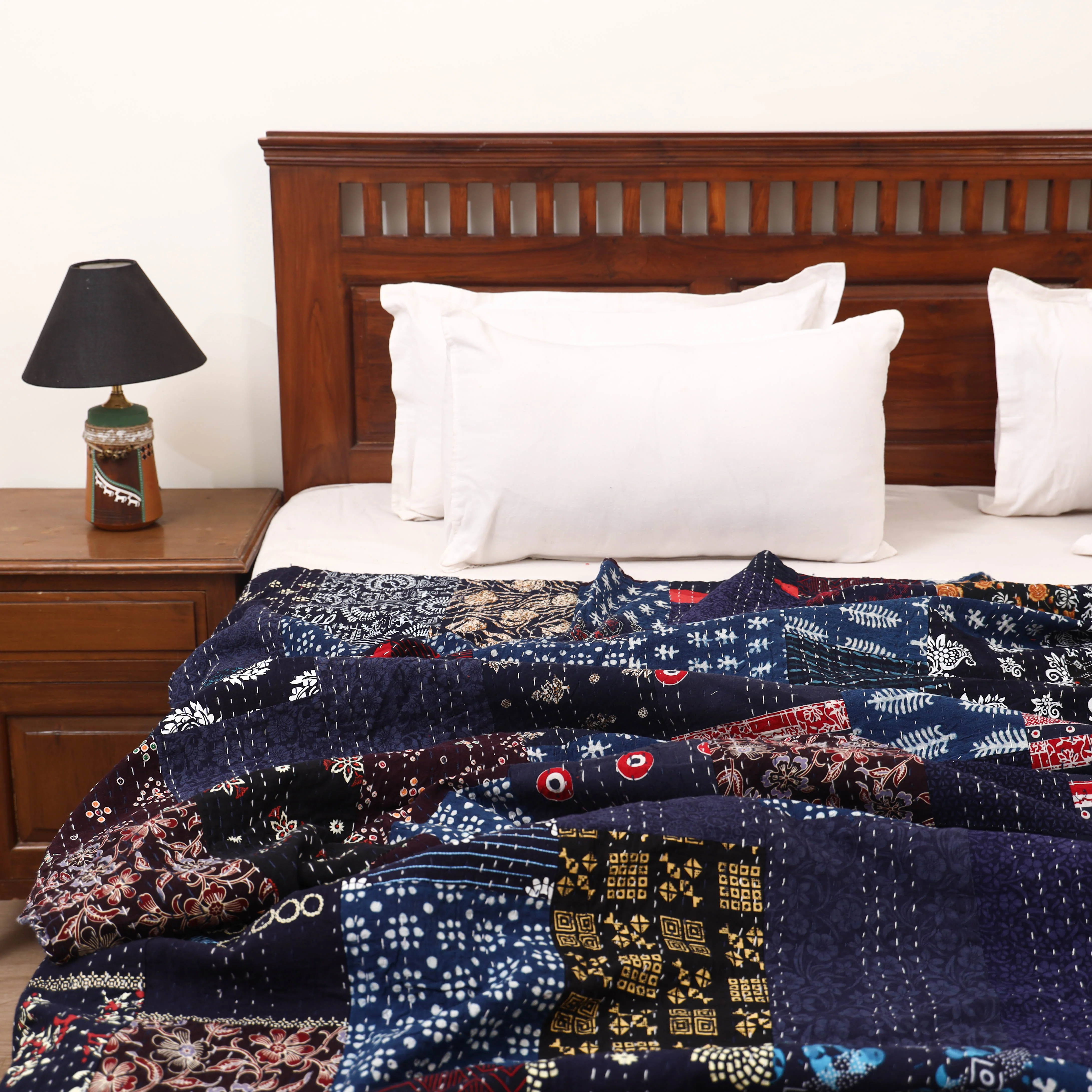 Blue - Khambadiya Tagai Patchwork Quilt / Gudri / Blanket 12 - Image 2