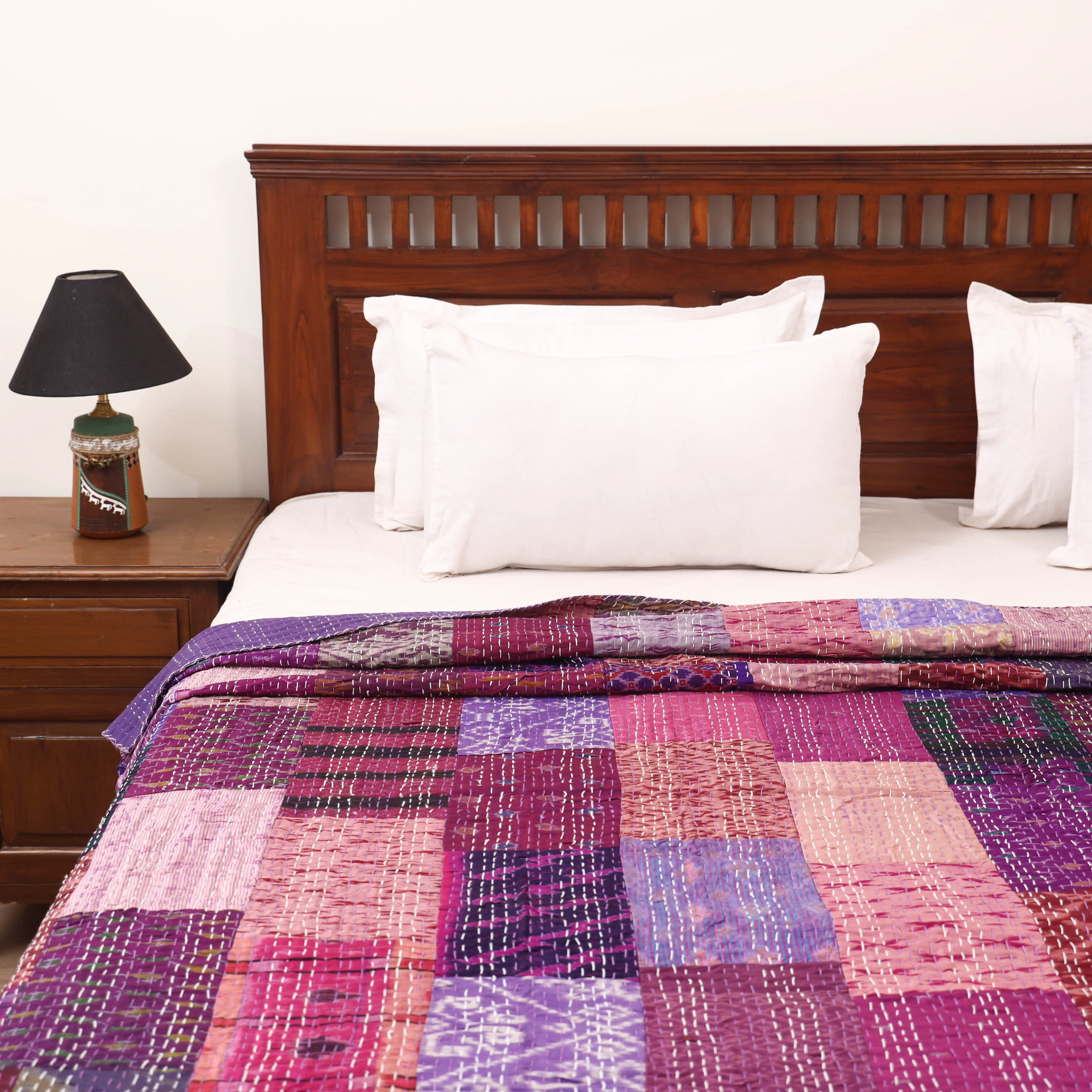 Purple - Khambadiya Tagai Patchwork Quilt / Gudri / Blanket 14 - Image 2
