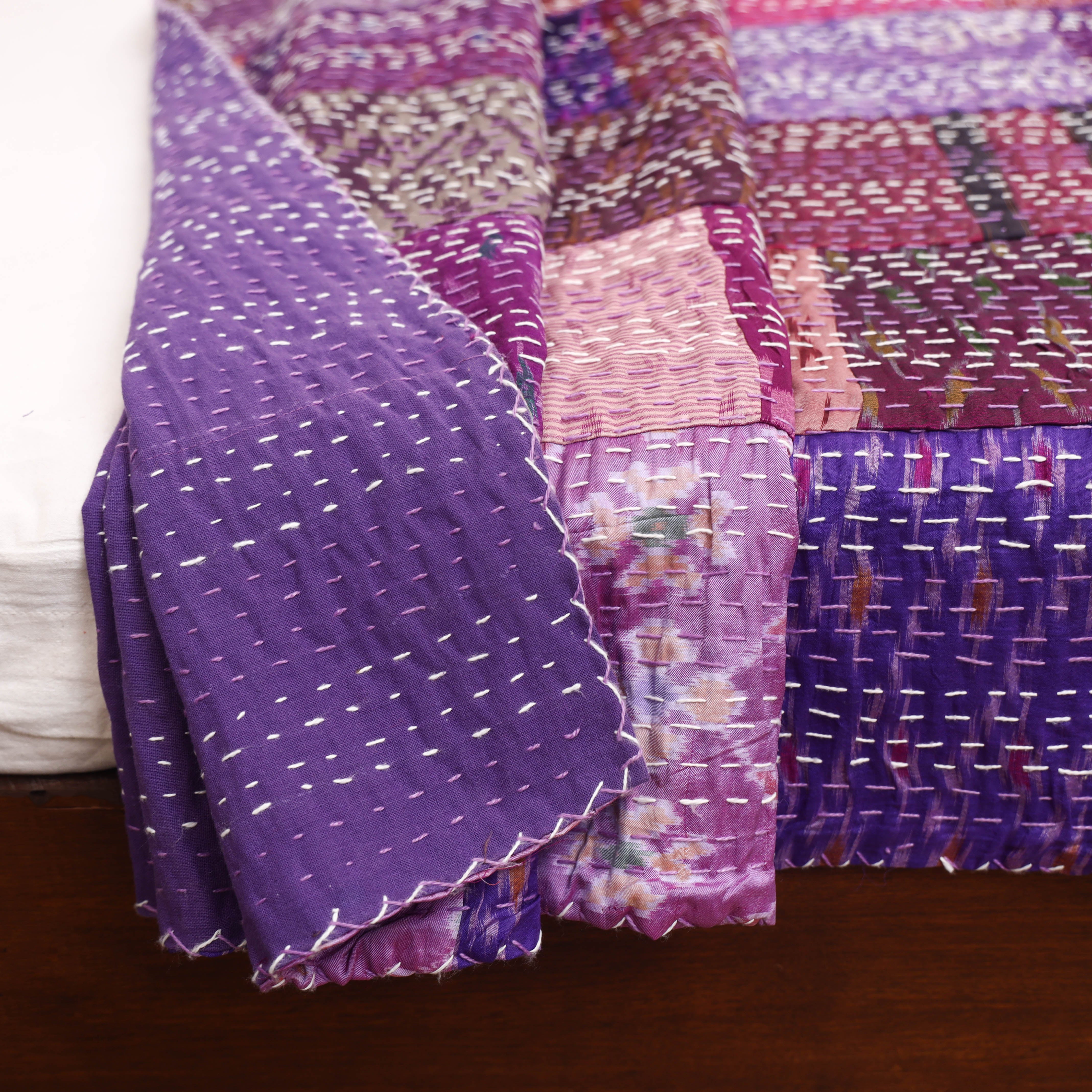 Purple - Khambadiya Tagai Patchwork Quilt / Gudri / Blanket 14 - Image 4