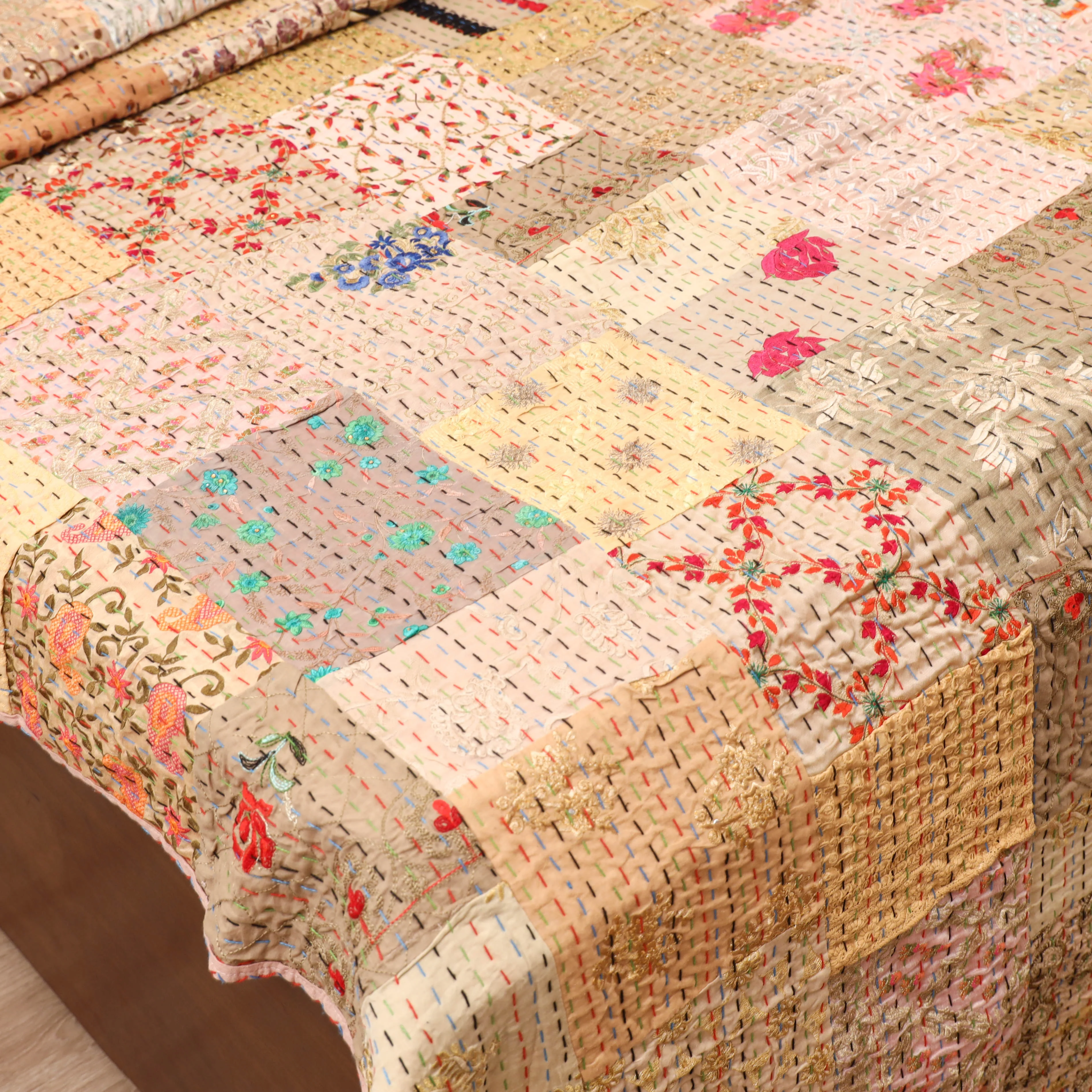 Multicolor - Khambadiya Tagai Patchwork Quilt / Gudri / Blanket 18 - Image 3