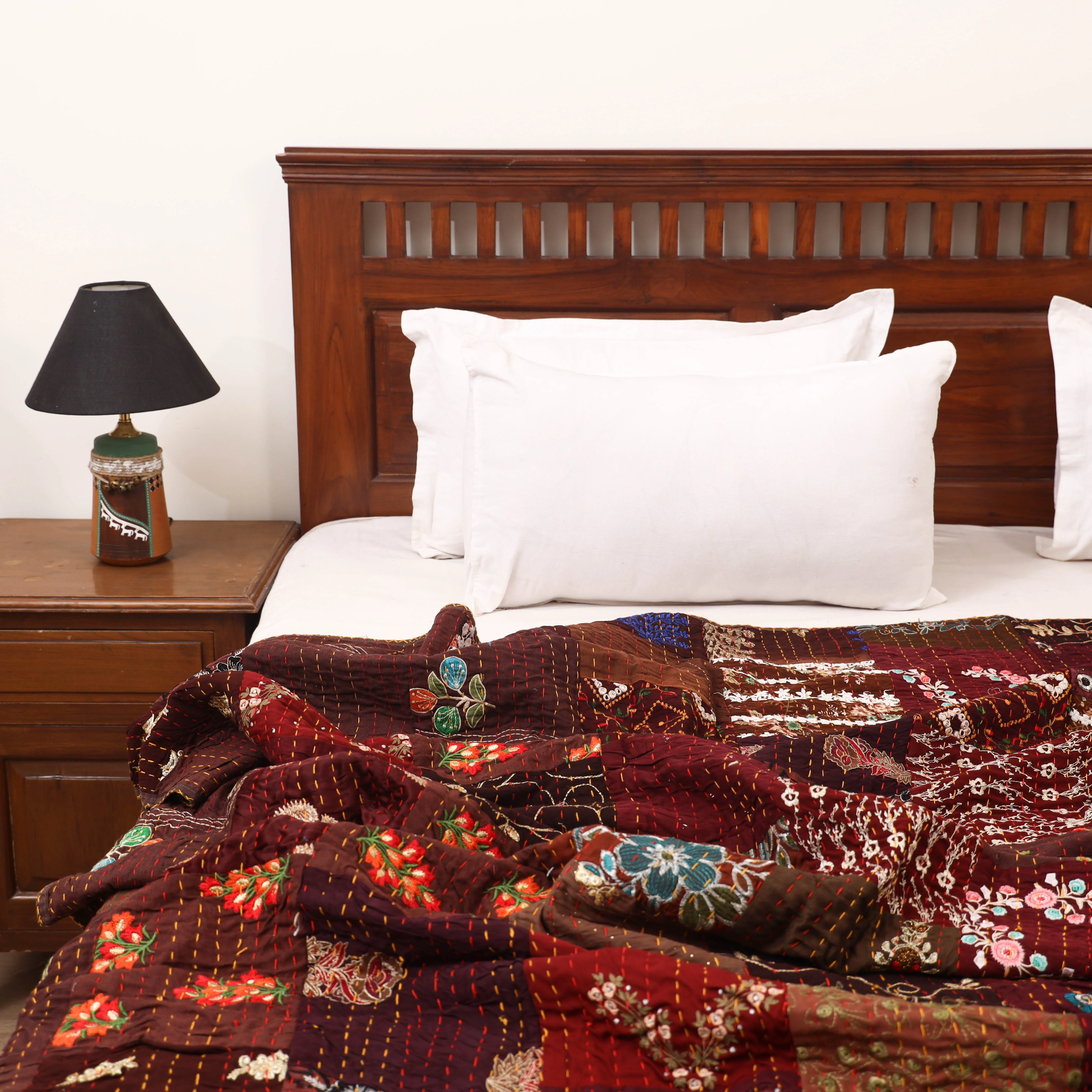 Brown - Khambadiya Tagai Patchwork Quilt / Gudri / Blanket 19 - Image 2