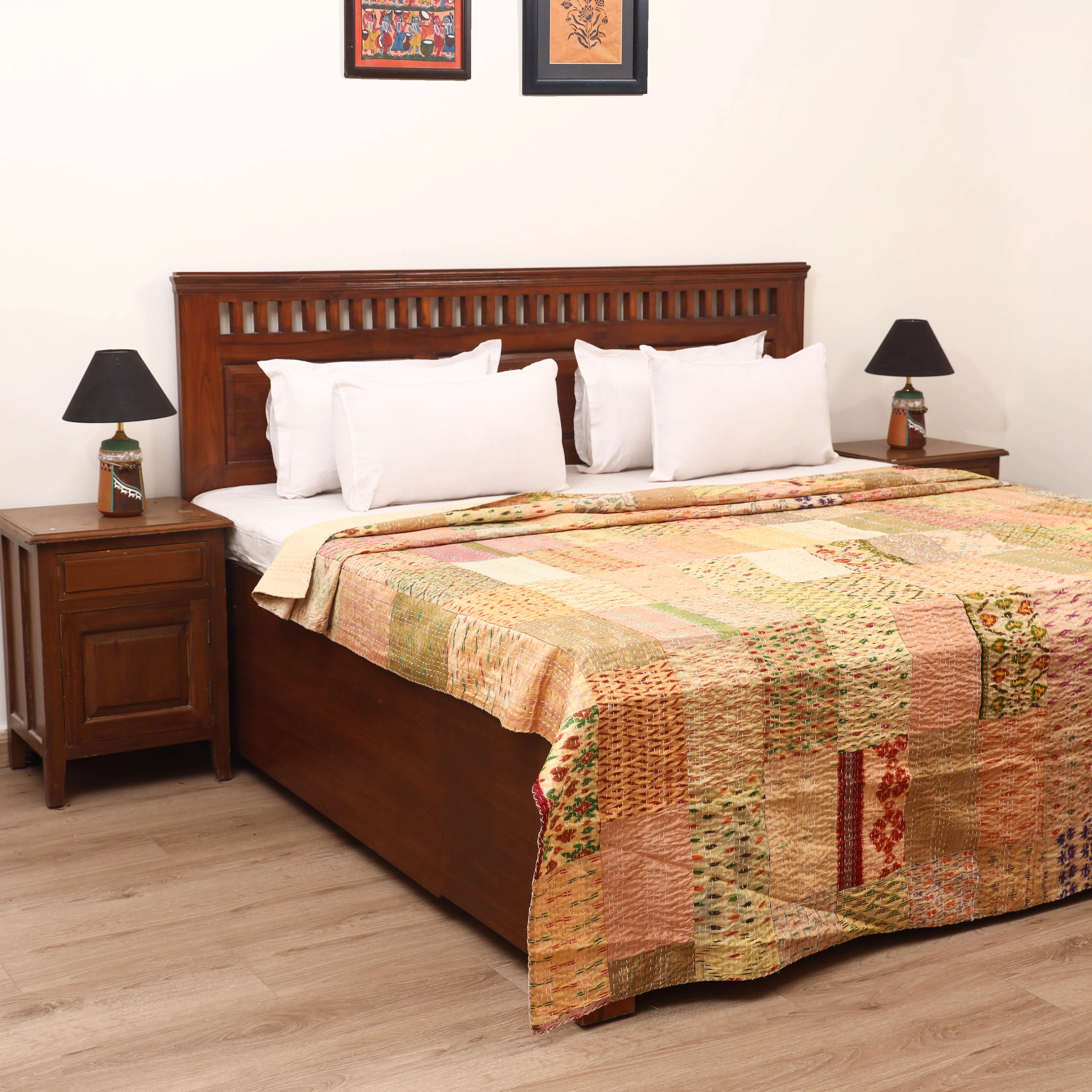 Beige - Khambadiya Tagai Patchwork Quilt / Gudri / Blanket 20