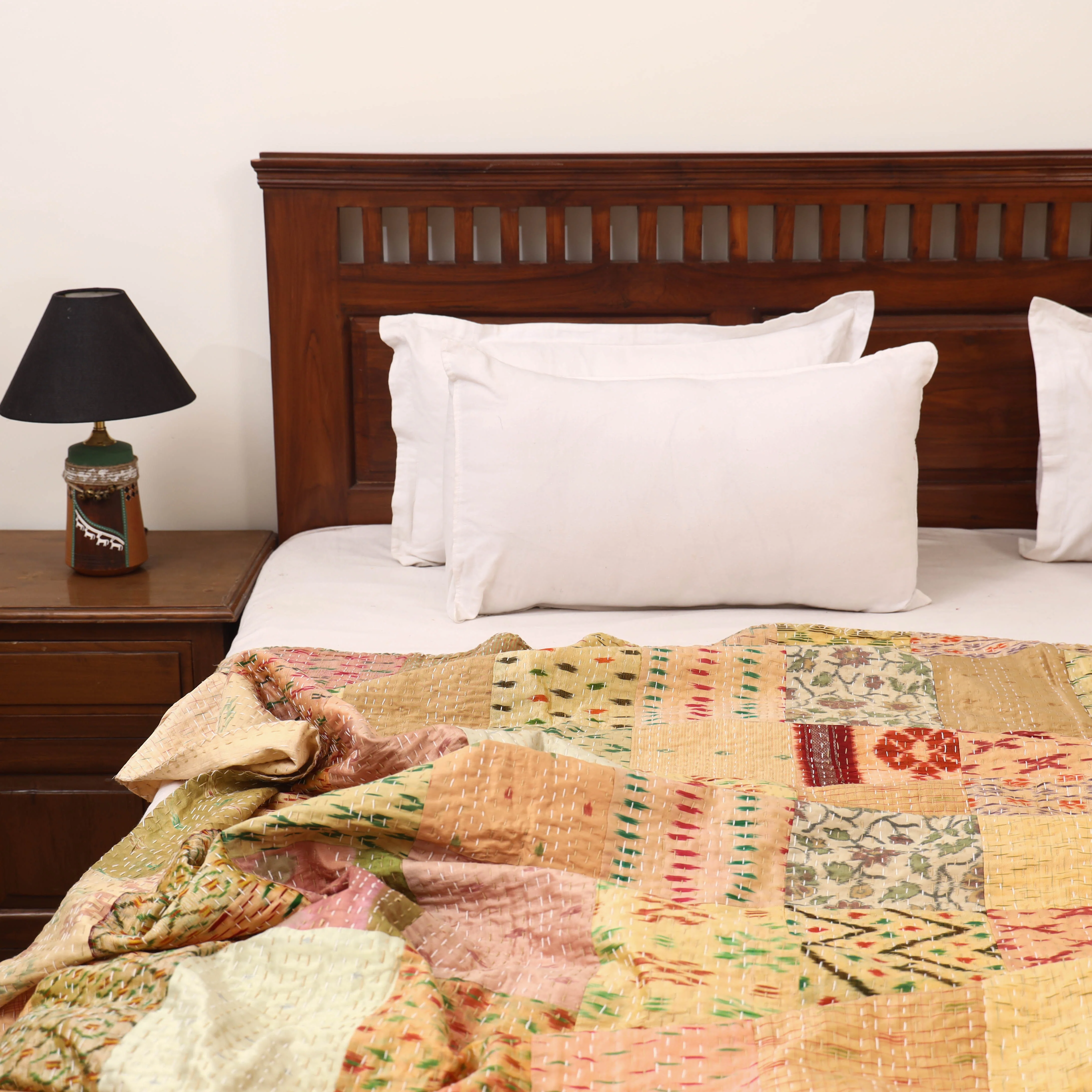 Beige - Khambadiya Tagai Patchwork Quilt / Gudri / Blanket 20 - Image 2