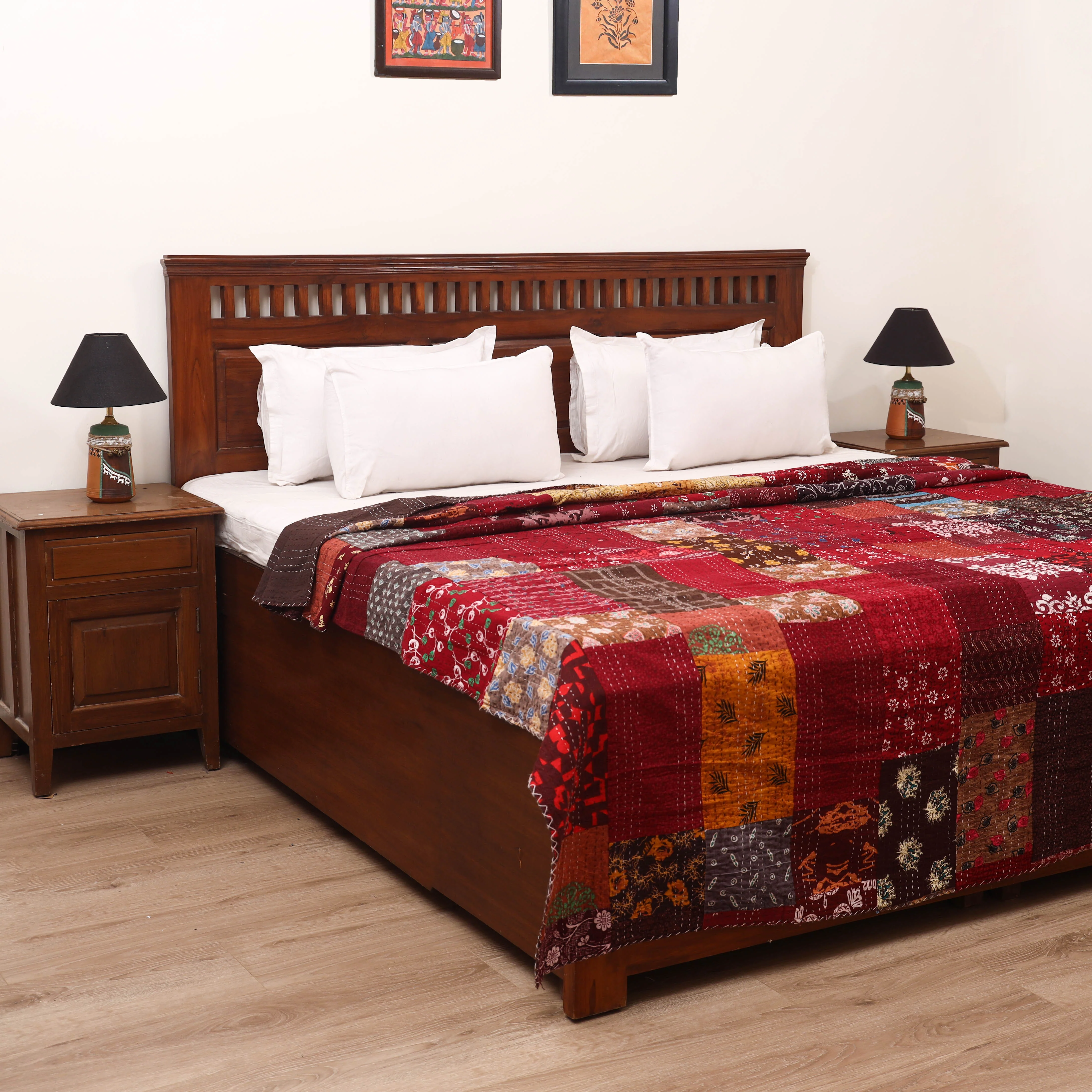 Maroon - Khambadiya Tagai Patchwork Quilt / Gudri / Blanket 21