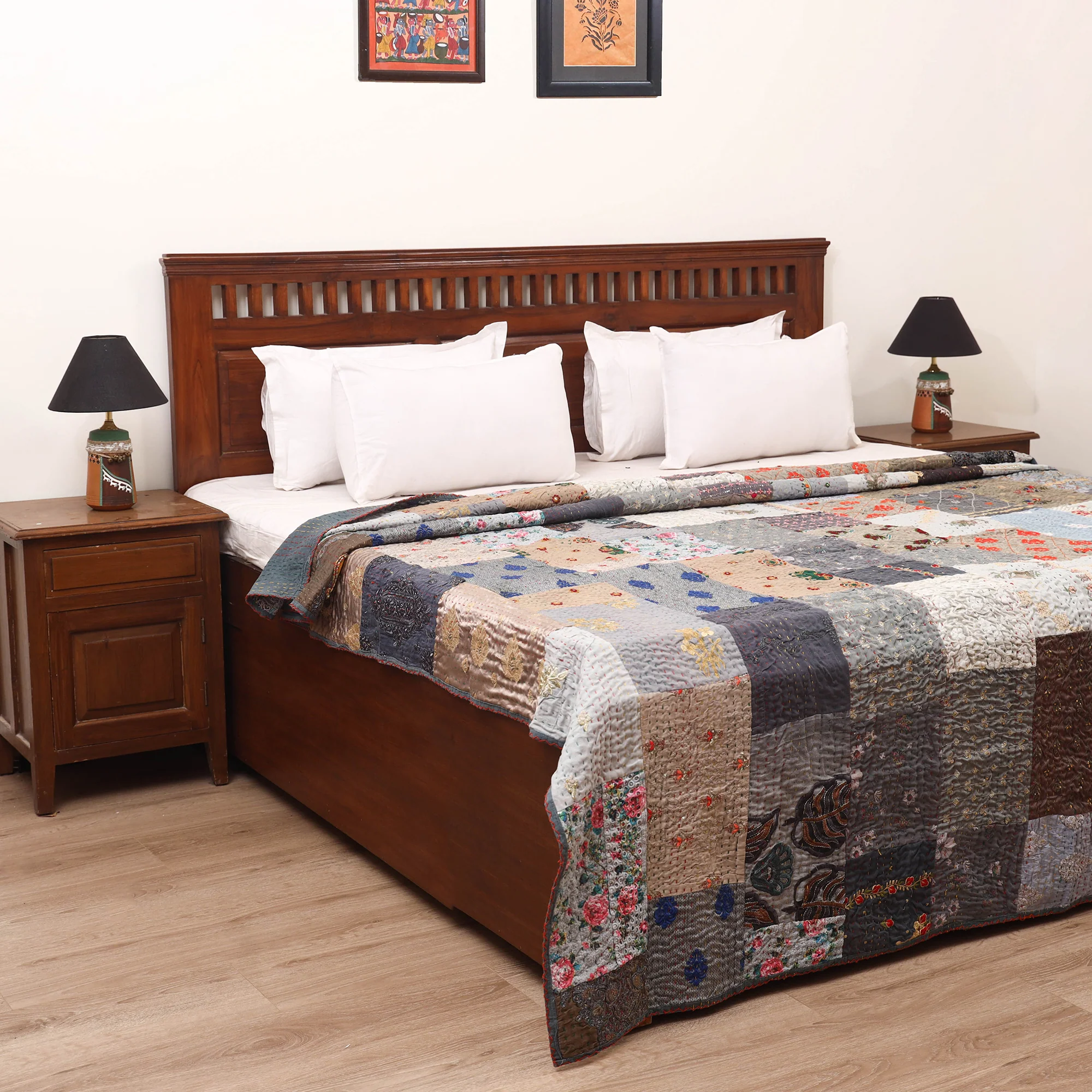 Grey - Khambadiya Tagai Patchwork Quilt / Gudri / Blanket 30