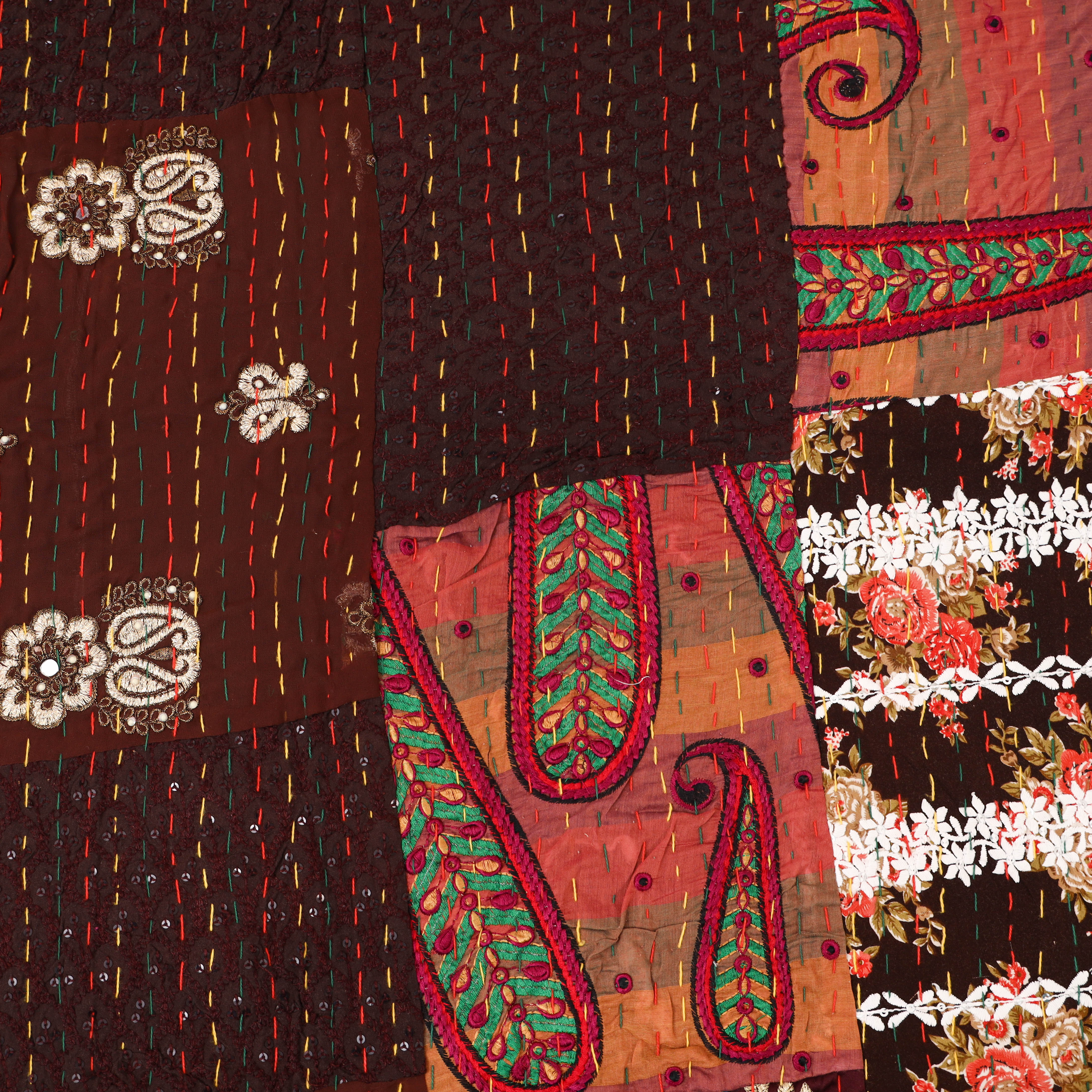 Brown - Khambadiya Tagai Patchwork Quilt / Gudri / Blanket 31 - Image 4