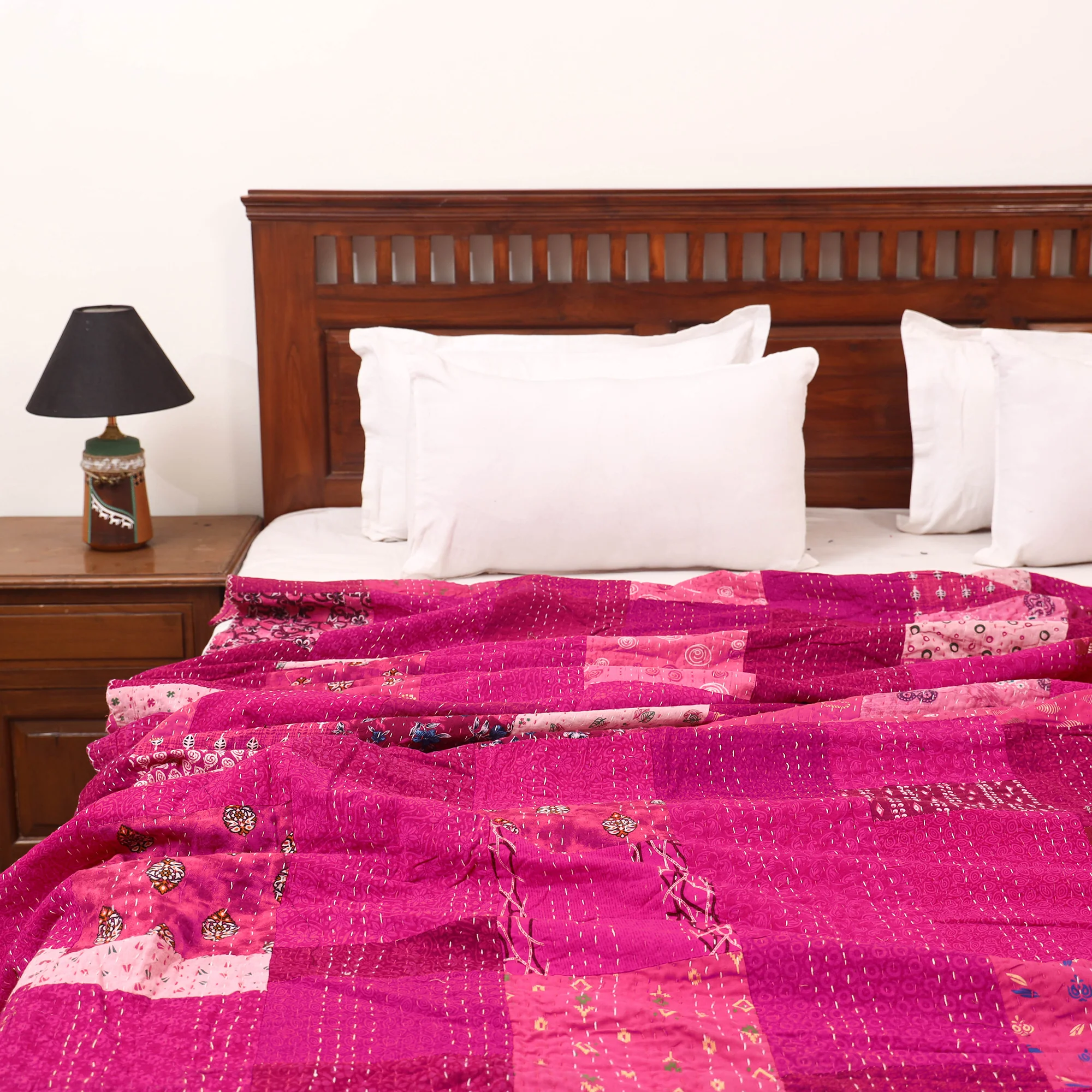 Pink - Khambadiya Tagai Patchwork Quilt / Gudri / Blanket 34 - Image 2