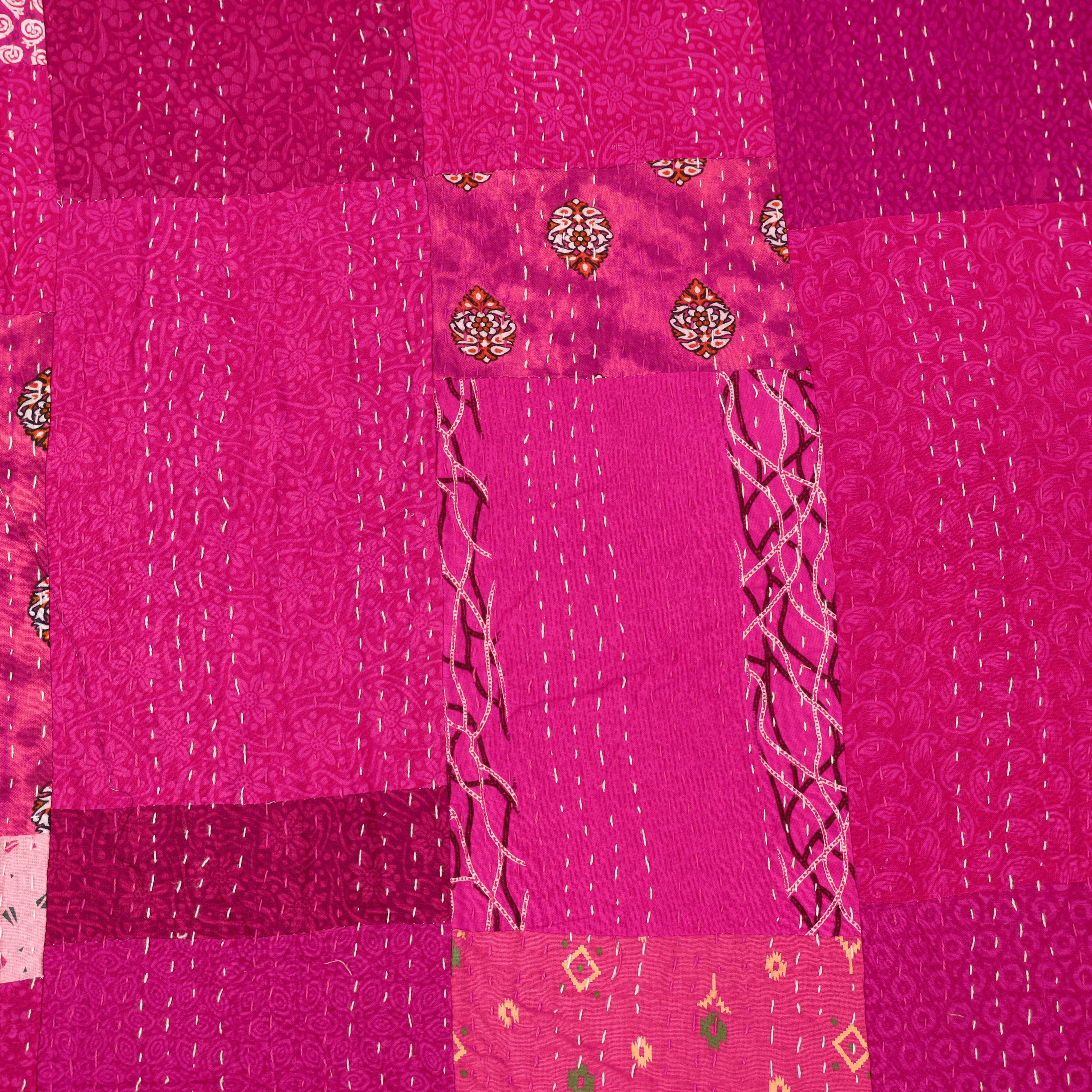 Pink - Khambadiya Tagai Patchwork Quilt / Gudri / Blanket 34 - Image 4