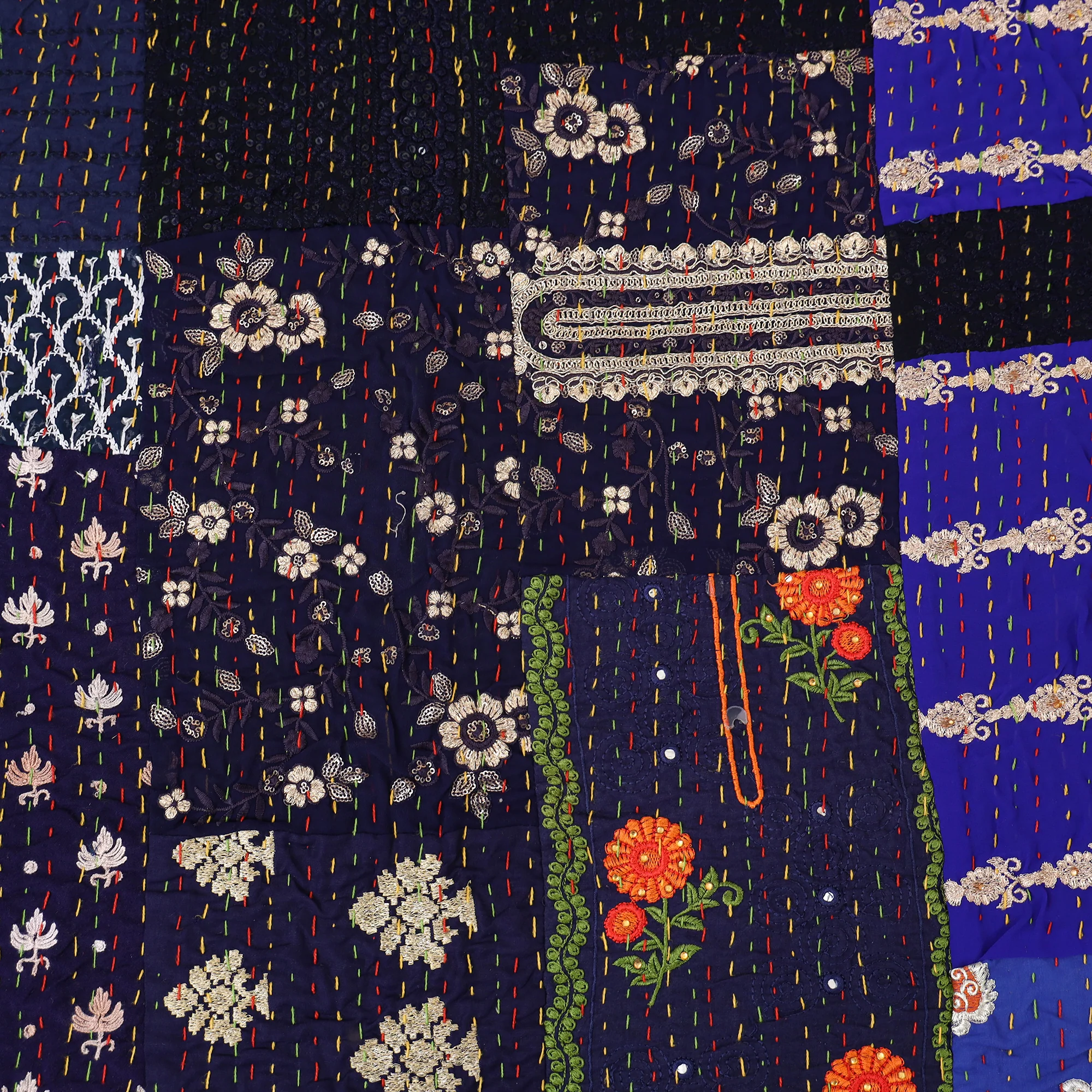 Blue - Khambadiya Tagai Patchwork Quilt / Gudri / Blanket 37 - Image 5
