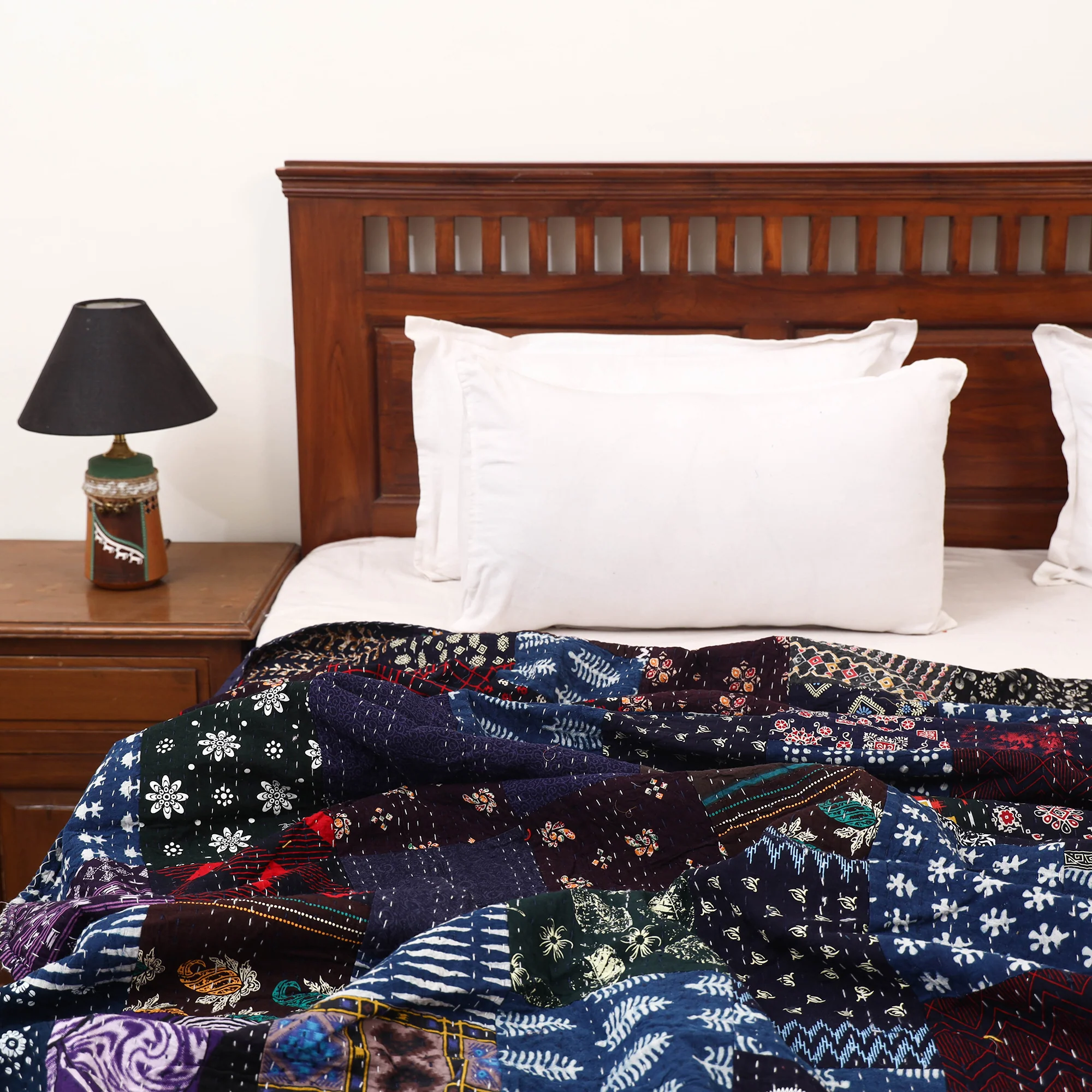 Blue - Khambadiya Tagai Patchwork Quilt / Gudri / Blanket 38 - Image 2