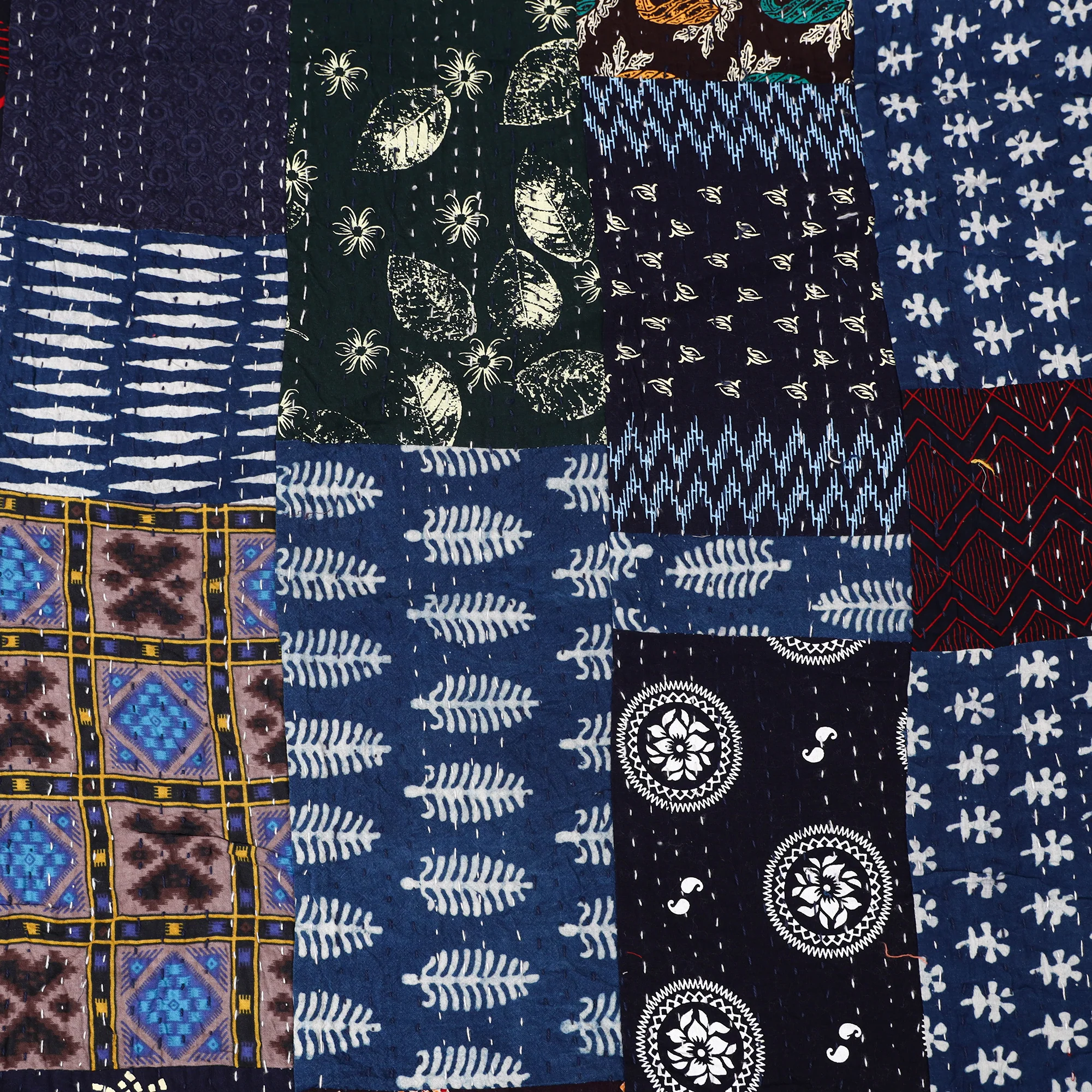 Blue - Khambadiya Tagai Patchwork Quilt / Gudri / Blanket 38 - Image 4