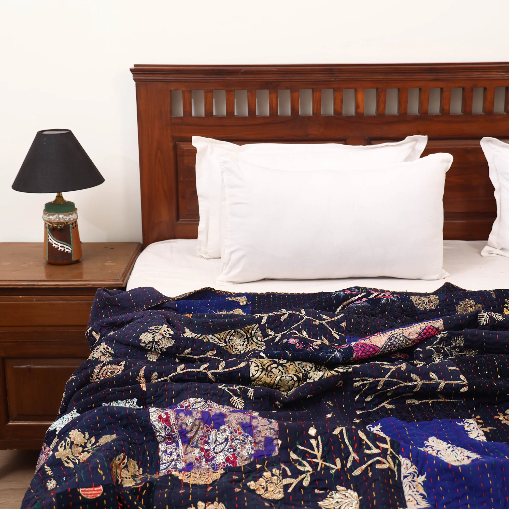 Blue - Khambadiya Tagai Patchwork Quilt / Gudri / Blanket 43 - Image 2