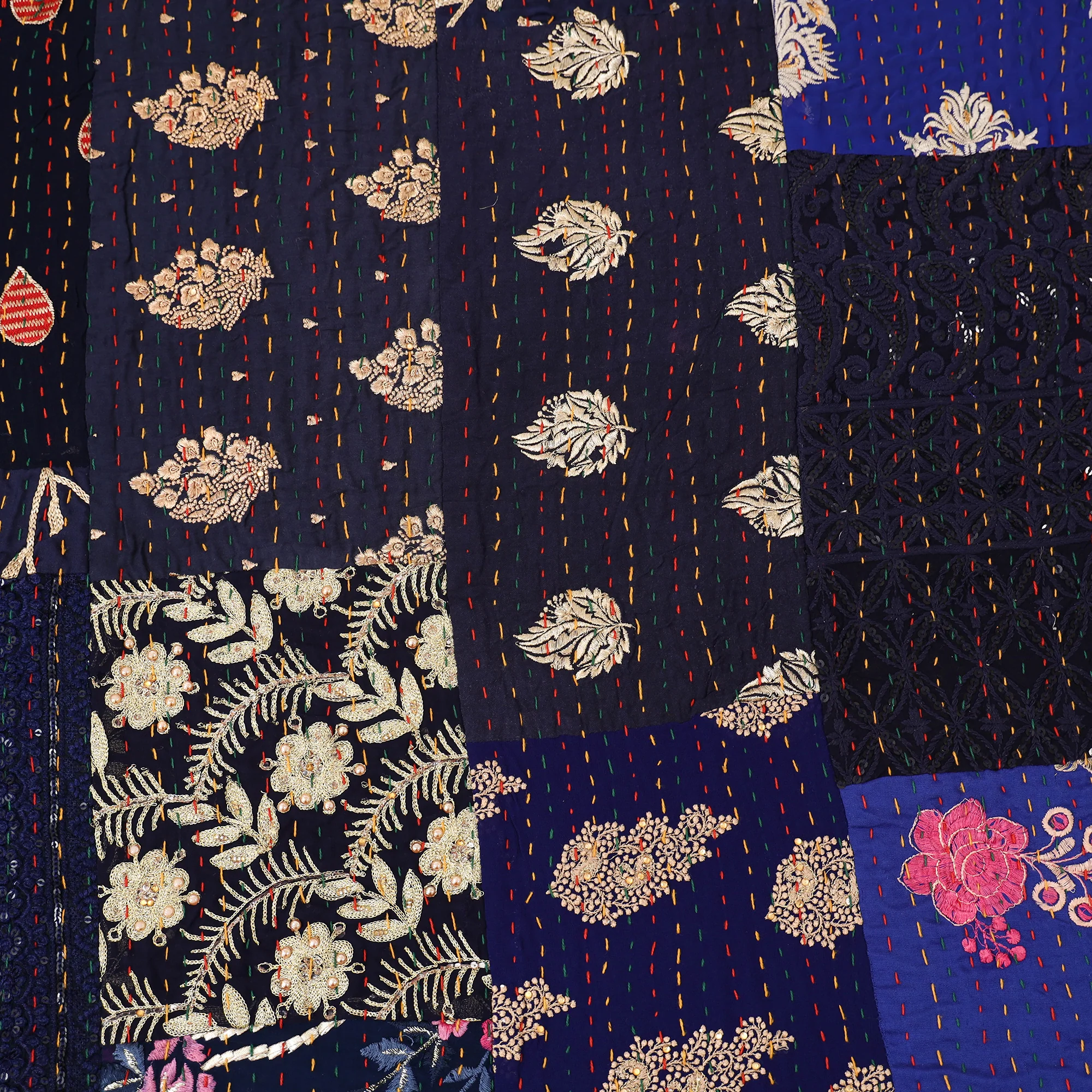 Blue - Khambadiya Tagai Patchwork Quilt / Gudri / Blanket 43 - Image 4