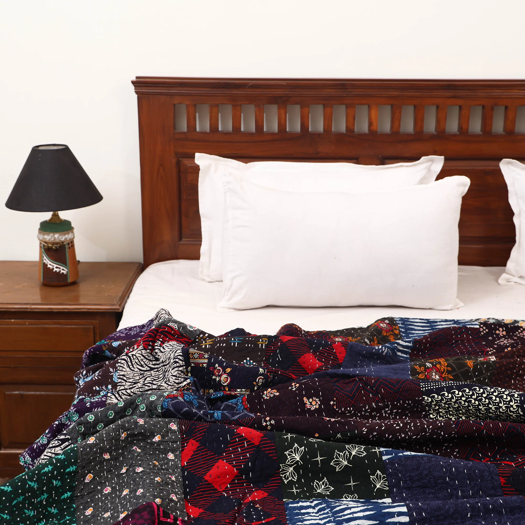 Blue - Khambadiya Tagai Patchwork Quilt / Gudri / Blanket 44 - Image 2