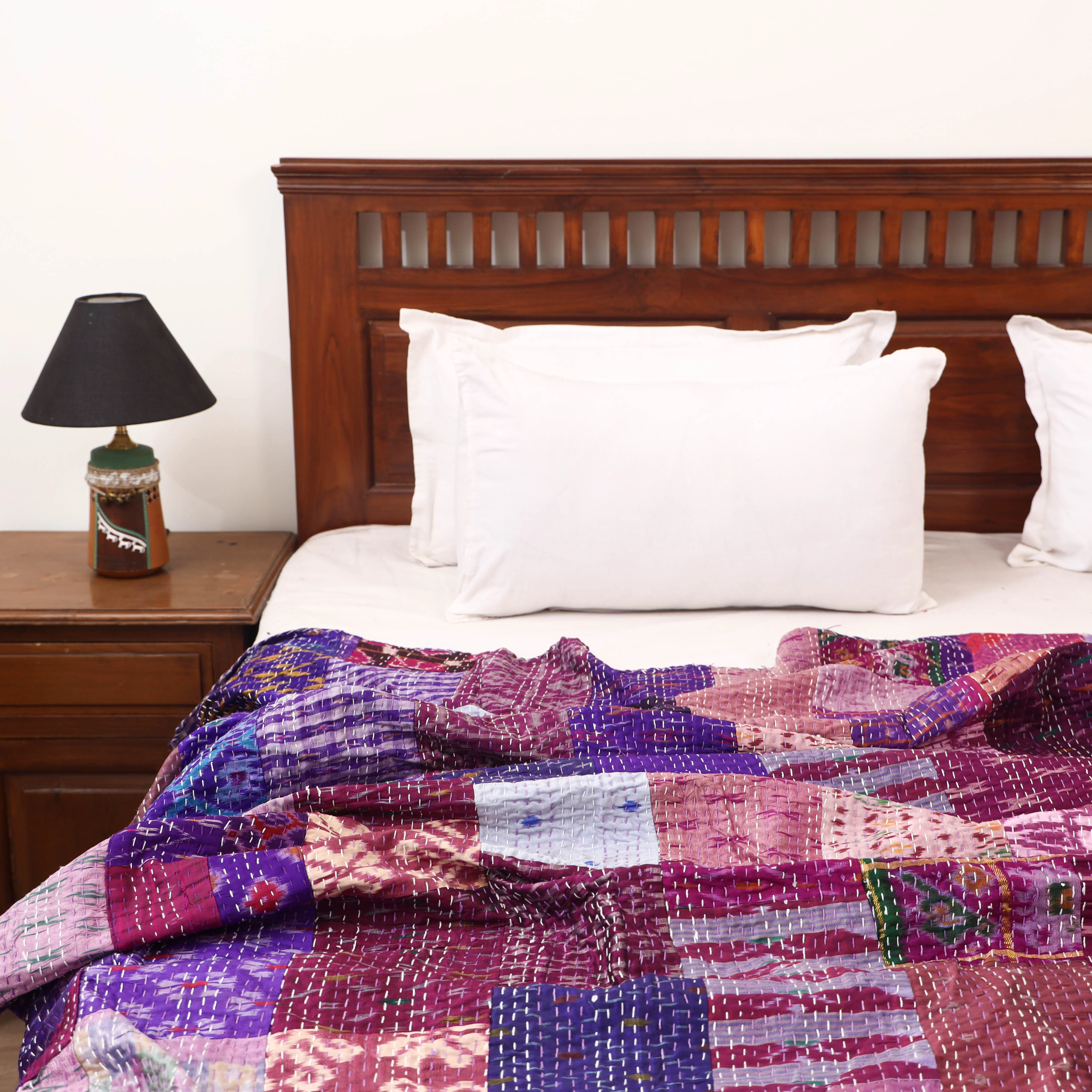 Purple - Khambadiya Tagai Patchwork Quilt / Gudri / Blanket 47 - Image 2