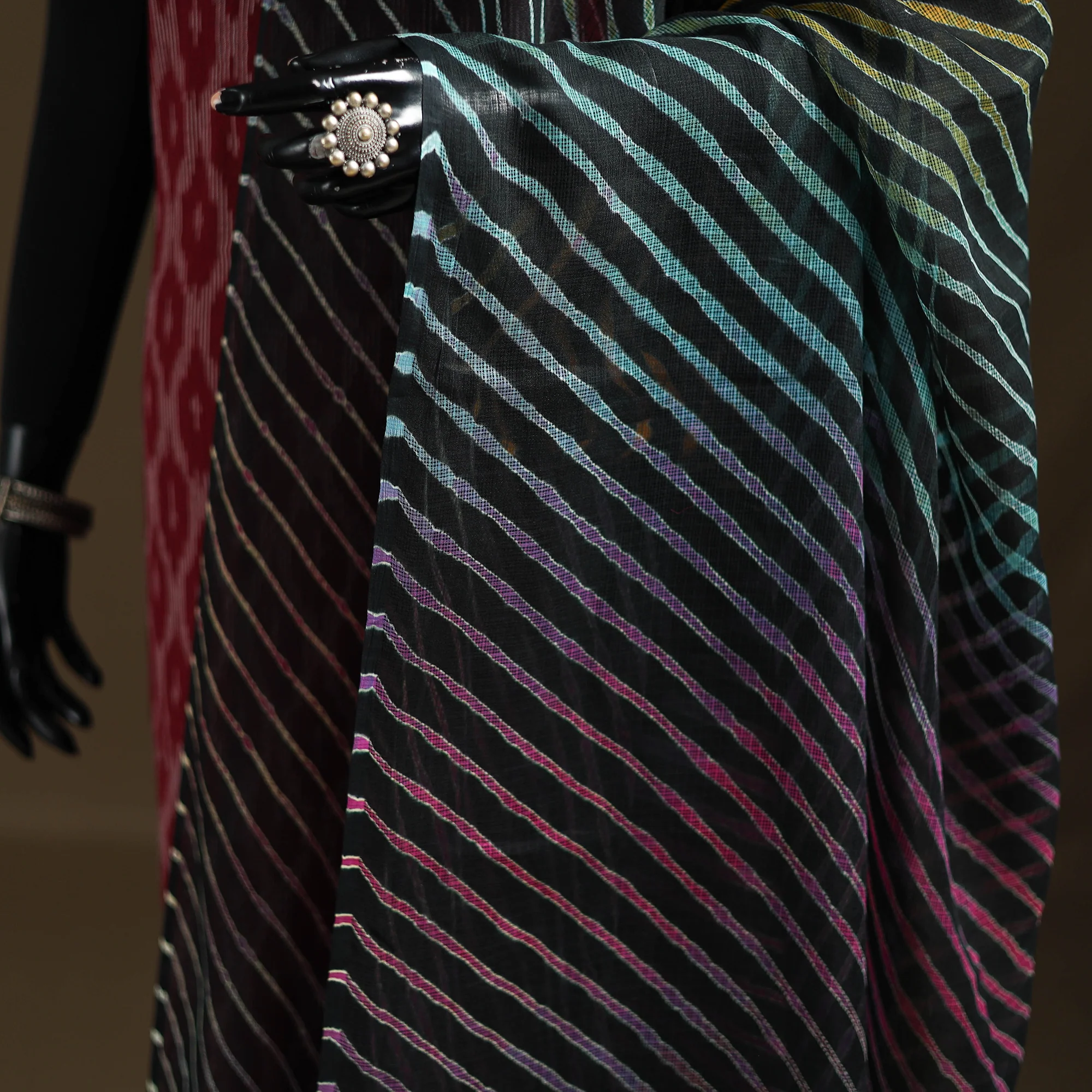 Multicolor - Kota Doria Cotton Tie-Dye Leheriya Dupatta with Tassels 07 - Image 3