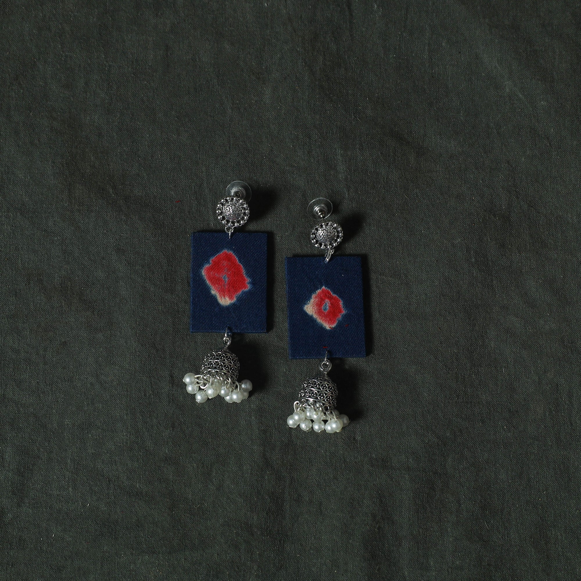 Blue - Kutch Bandhani Tie-Dye Cotton 2pc Unstitched Dress Material Kurta Set with Earrings 17 - Image 5