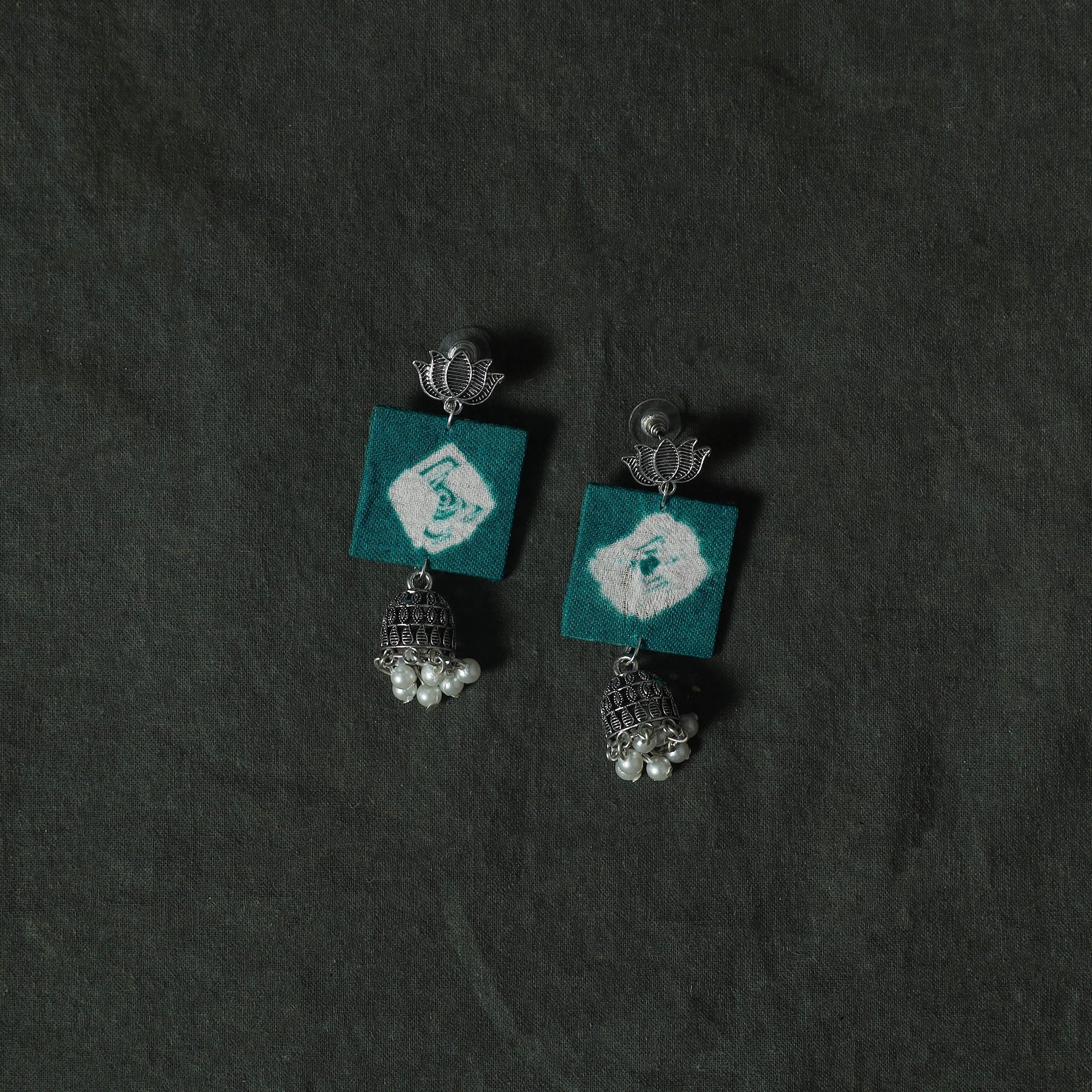 Green - Kutch Bandhani Tie-Dye Cotton 2pc Unstitched Dress Material Kurta Set with Earrings 18 - Image 5