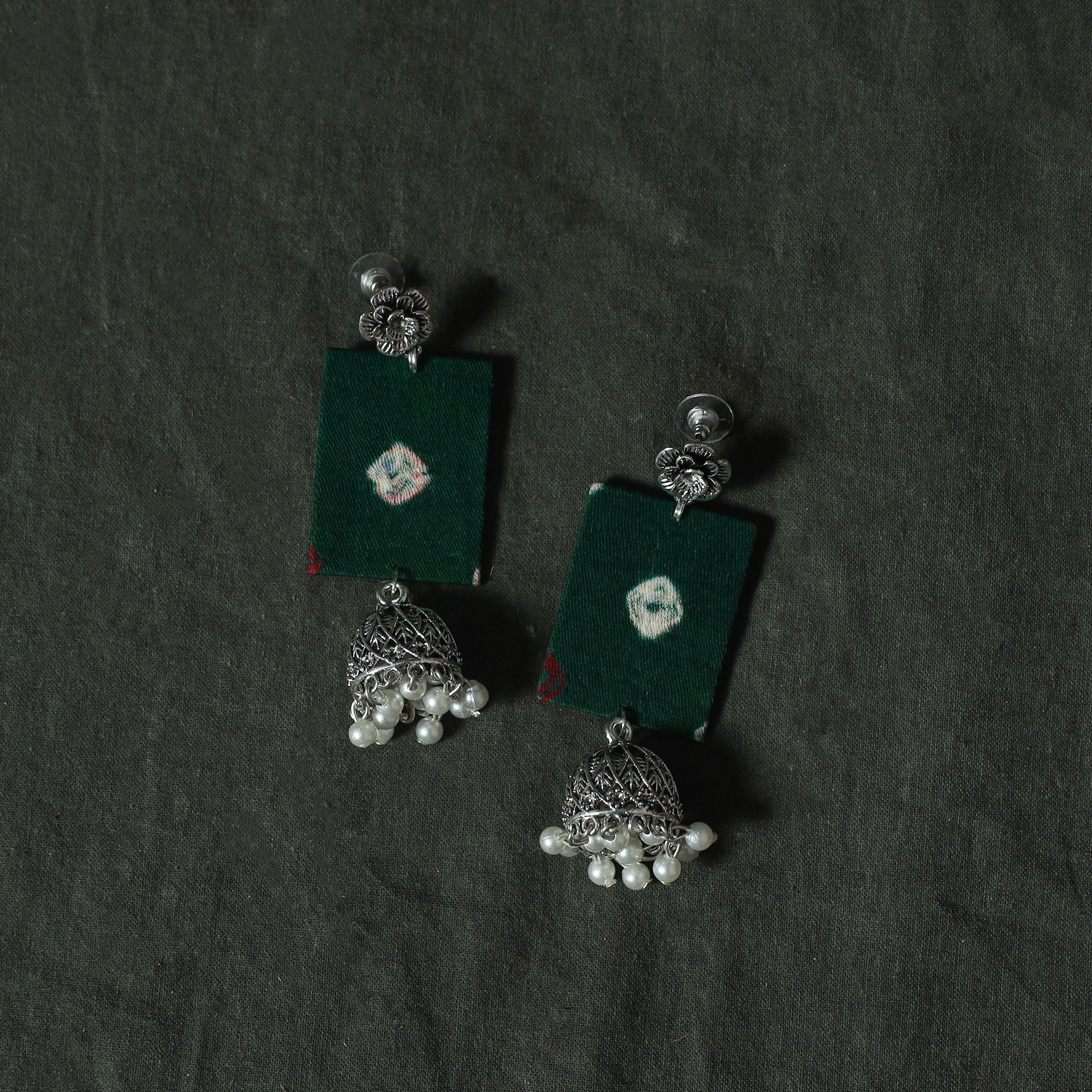 Green - Kutch Bandhani Tie-Dye Cotton 2pc Unstitched Dress Material Kurta Set with Earrings 21 - Image 5