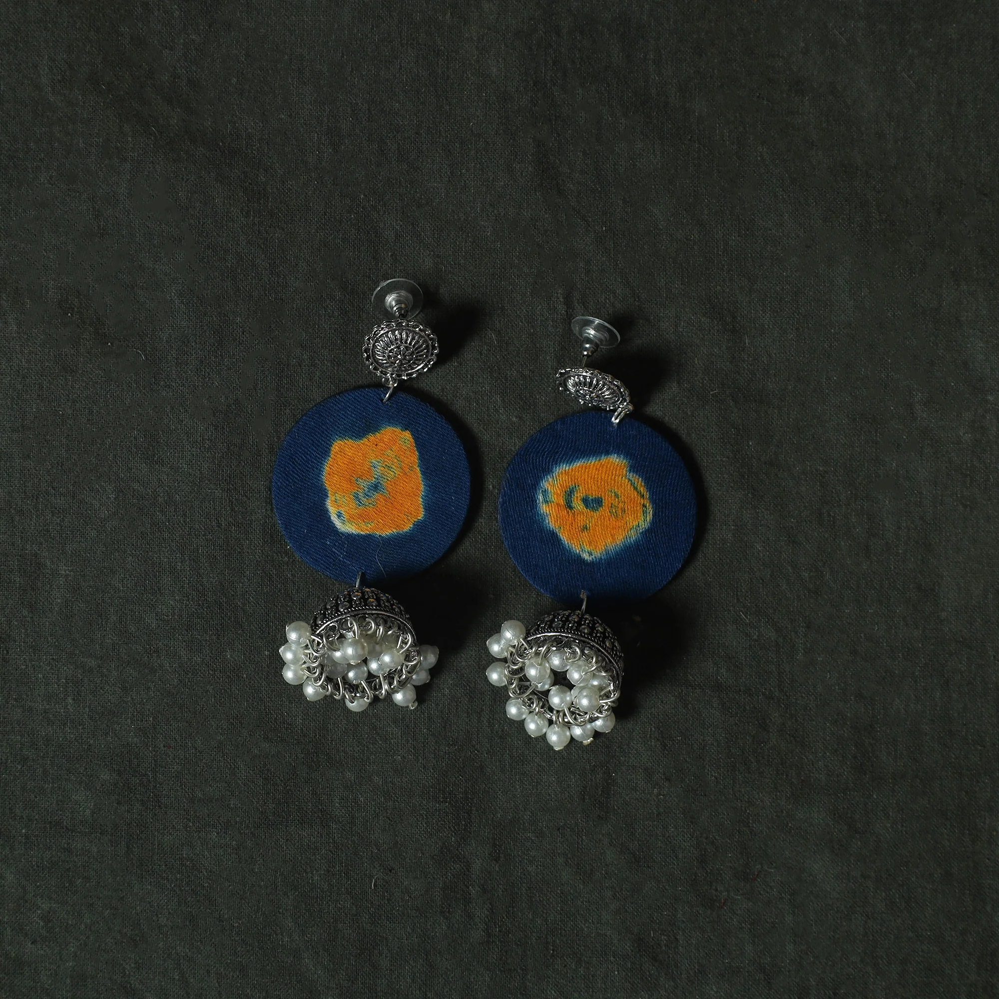 Blue - Kutch Bandhani Tie-Dye Cotton 2pc Unstitched Dress Material Kurta Set with Earrings 23 - Image 6