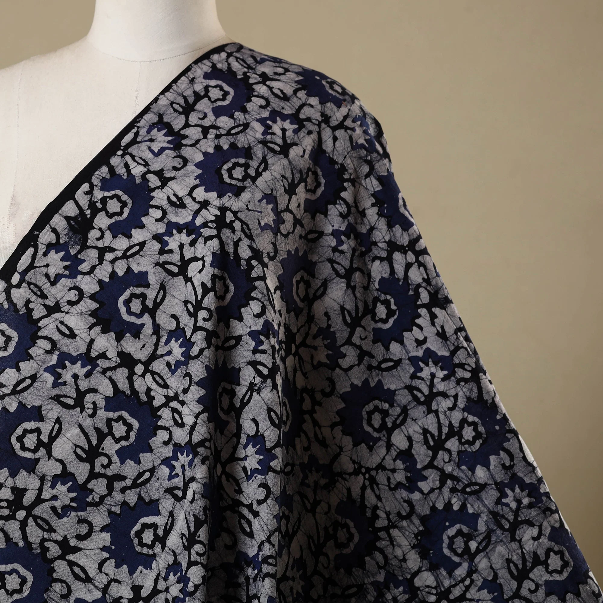 Blue - Kutch Batik Print Cotton Fabric 50 - Image 2