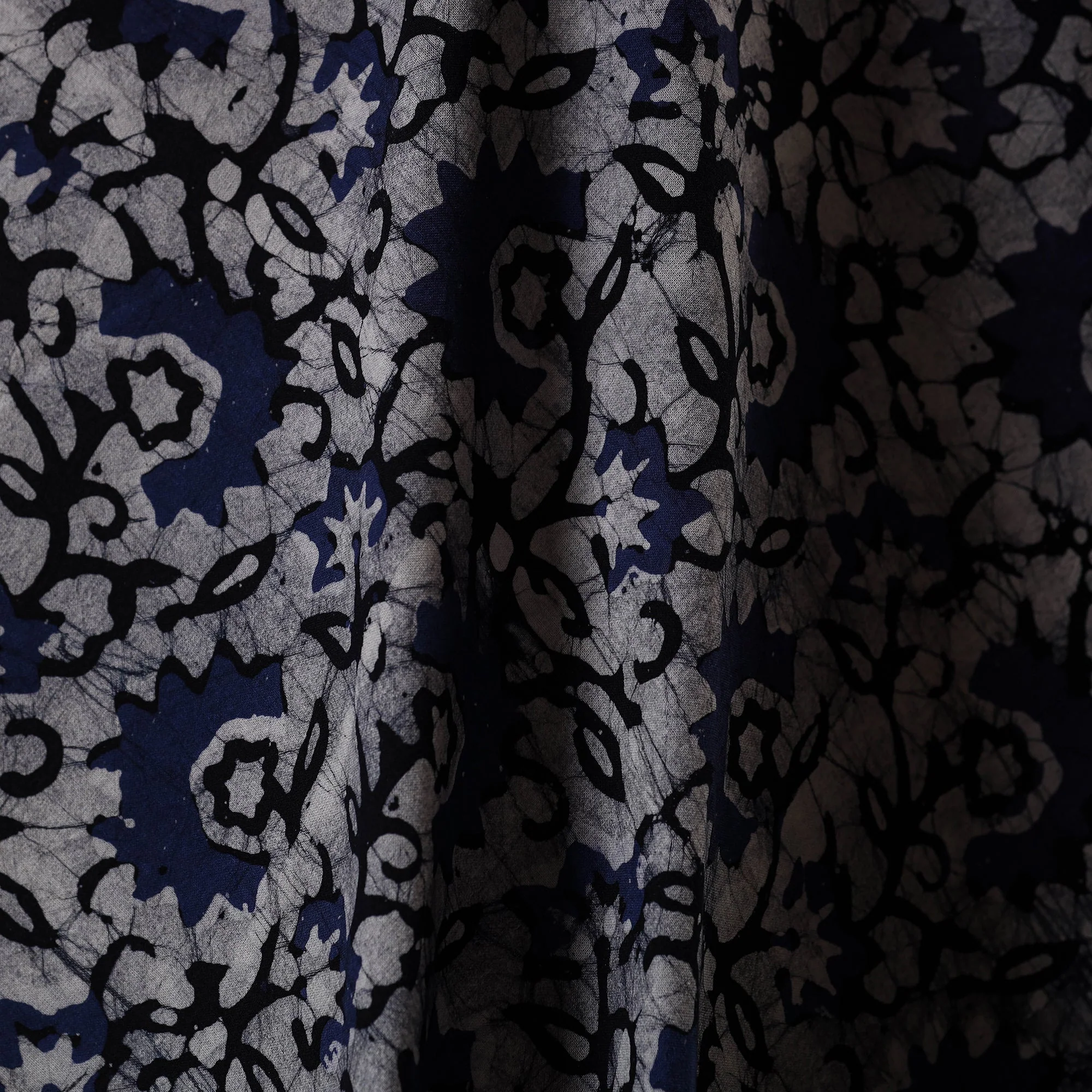 Blue - Kutch Batik Print Cotton Fabric 50 - Image 3
