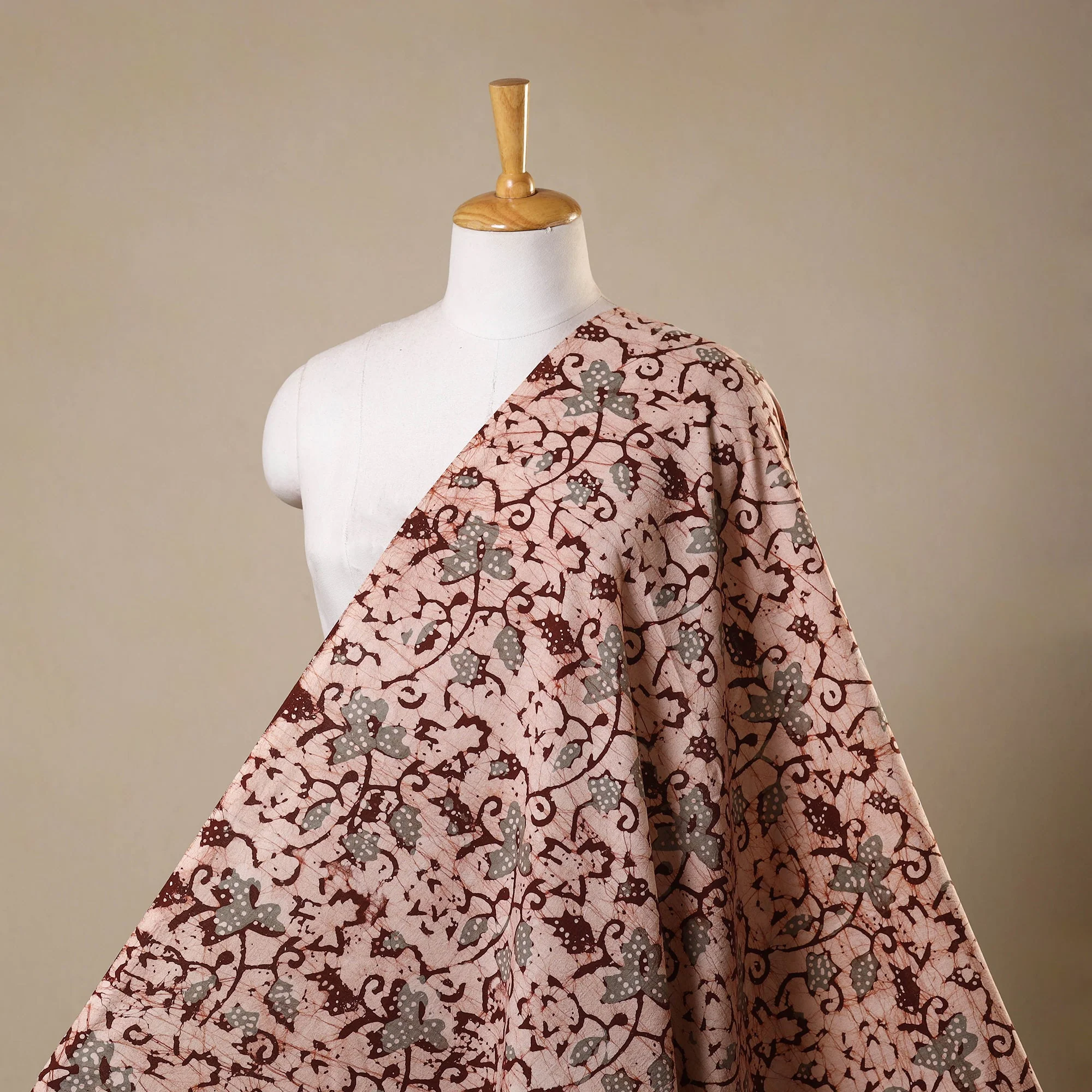 Brown - Kutch Batik Print Cotton Fabric 54