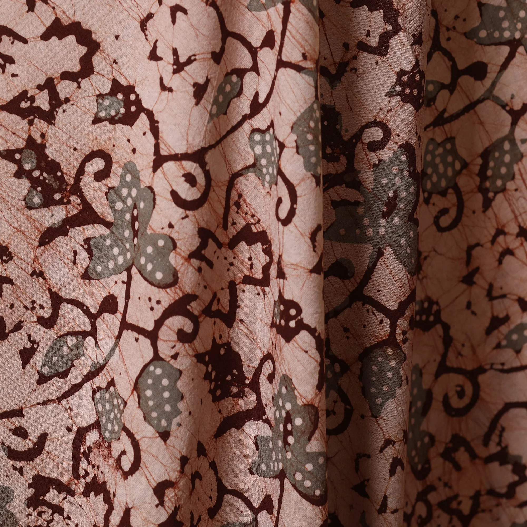 Brown - Kutch Batik Print Cotton Fabric 54 - Image 3