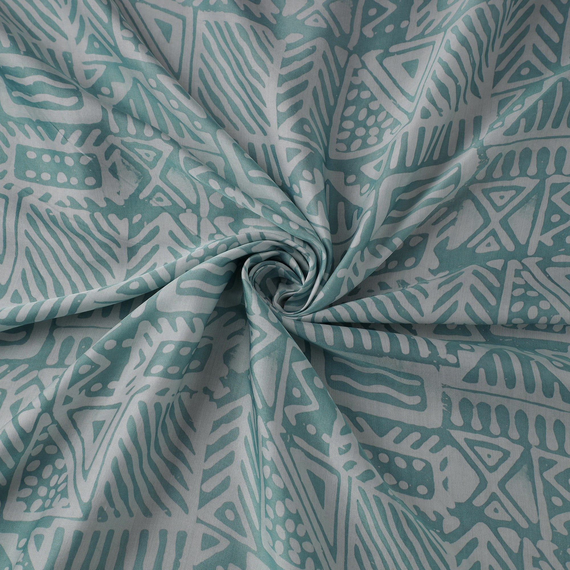 Blue - Kutch Batik Print Modal Silk Fabric 11 - Image 3