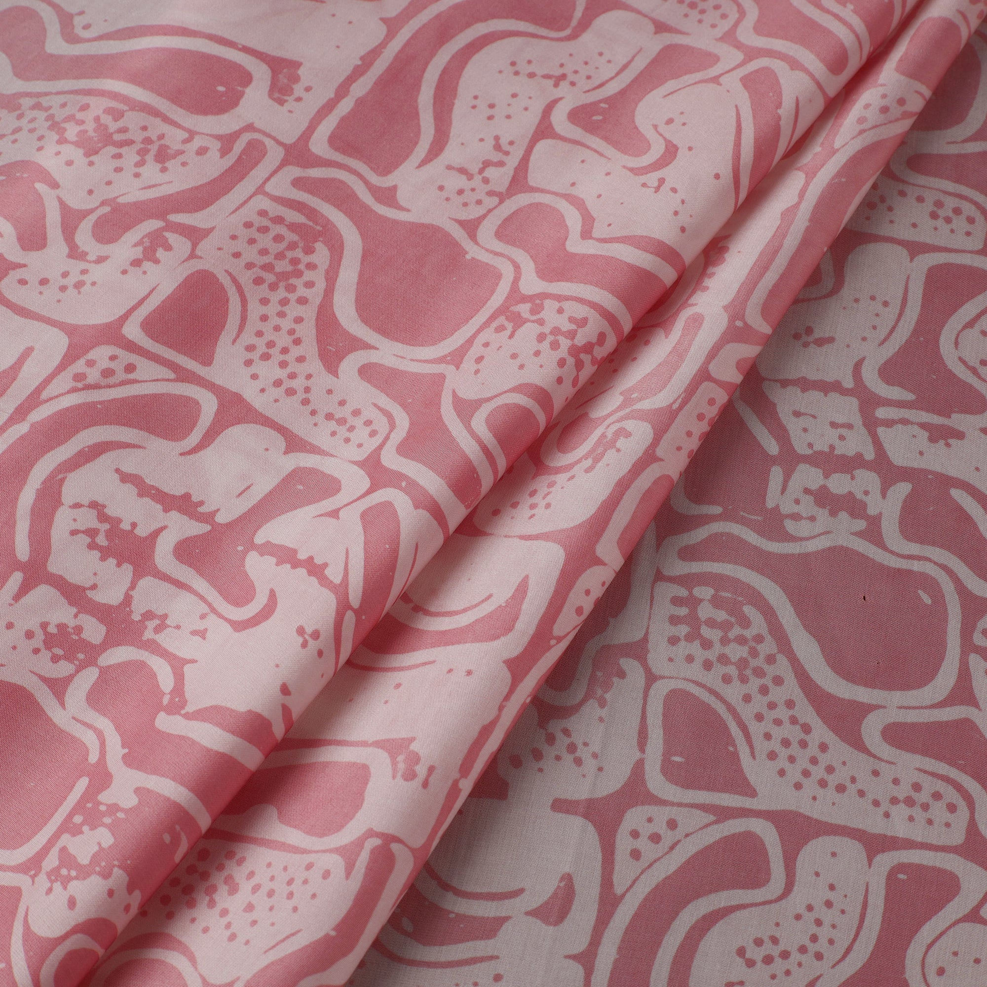 Pink - Kutch Batik Print Modal Silk Fabric 16 - Image 3