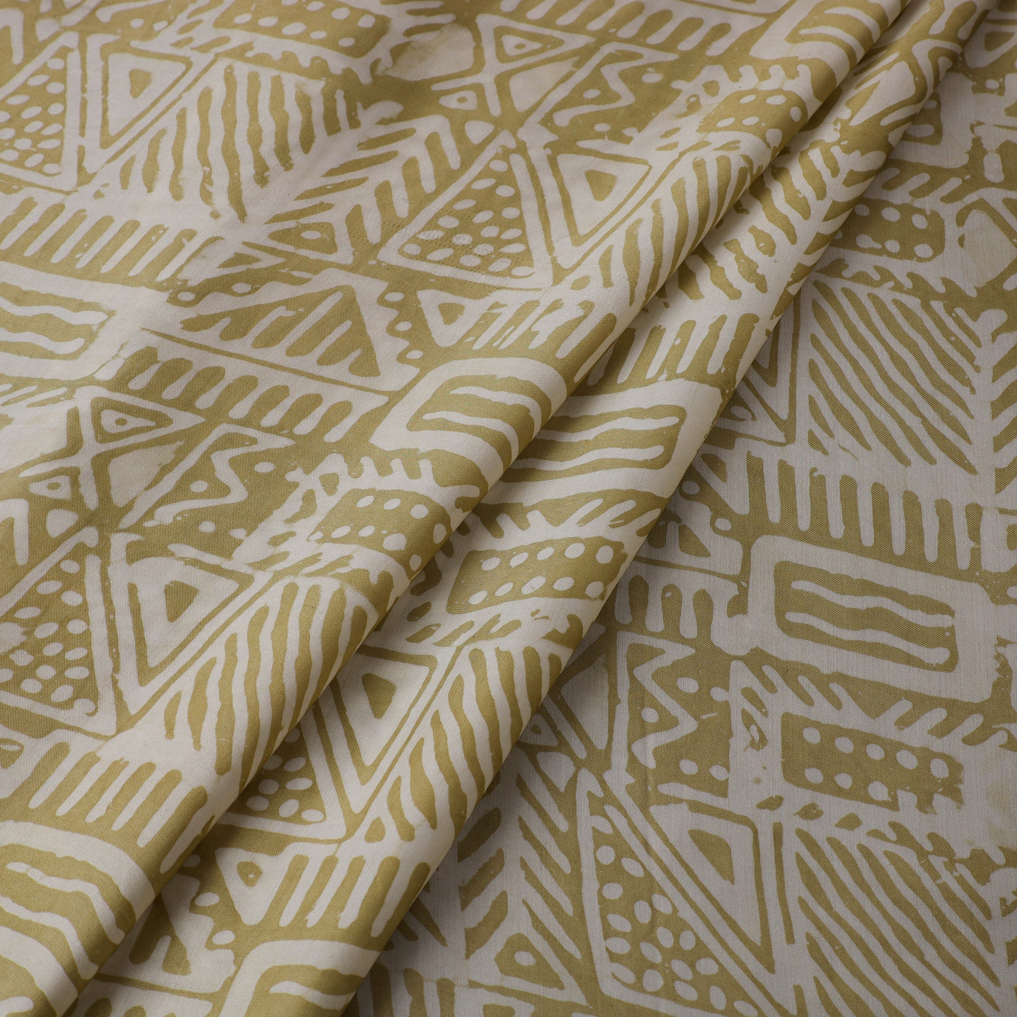 Green - Kutch Batik Print Modal Silk Fabric 22 - Image 3