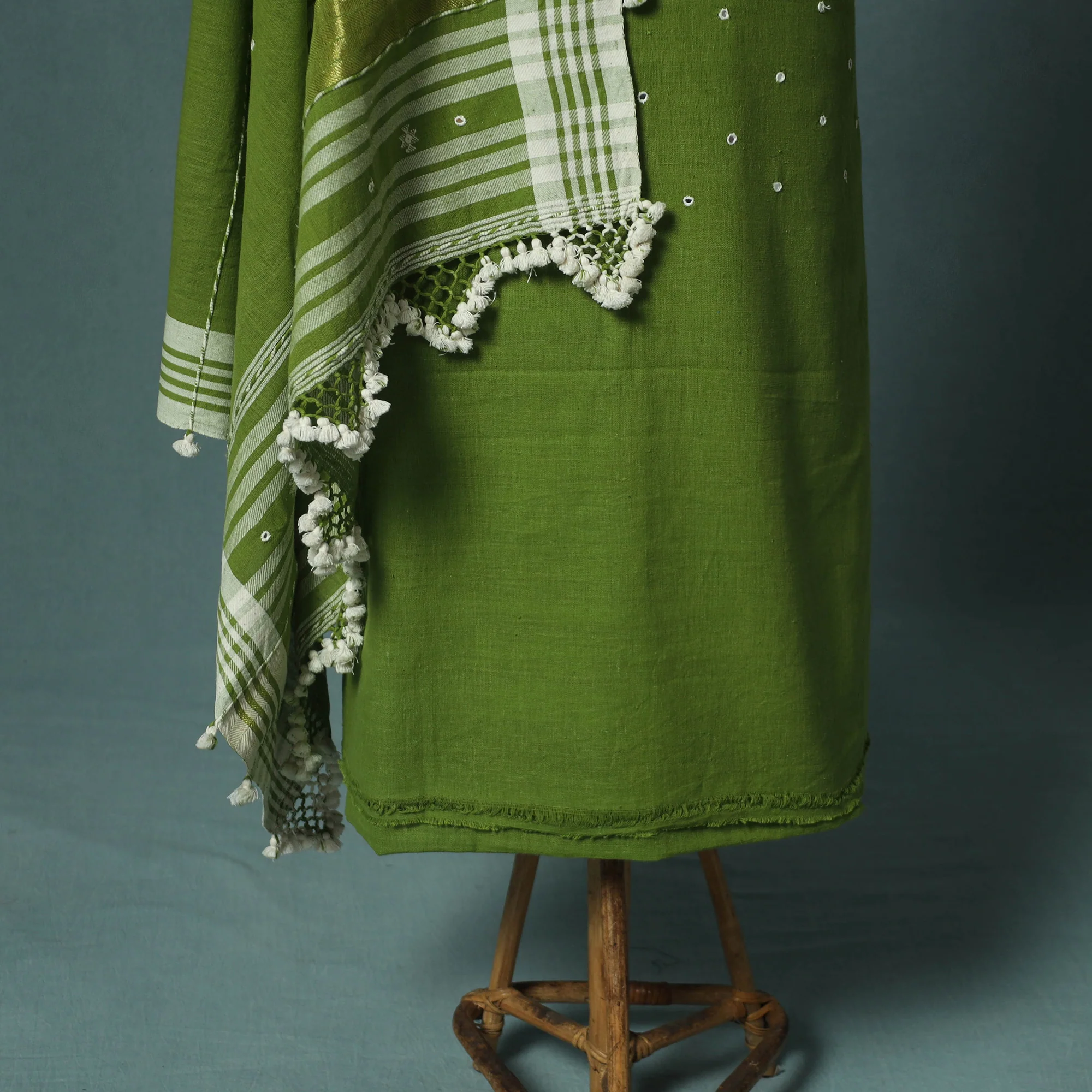 Kutch Bhujodi Handloom Kala Cotton 3pc Unstitched Dress Material Suit Set 01 - Image 4