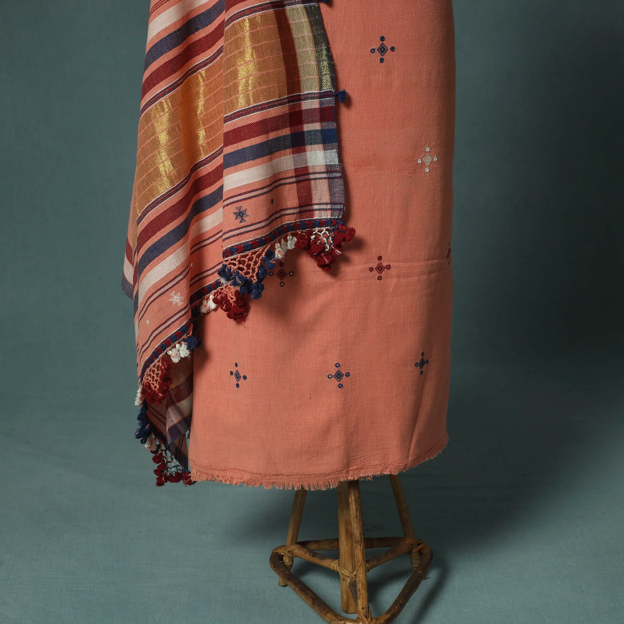 Kutch Bhujodi Handloom Kala Cotton 3pc Unstitched Dress Material Suit Set 03 - Image 4