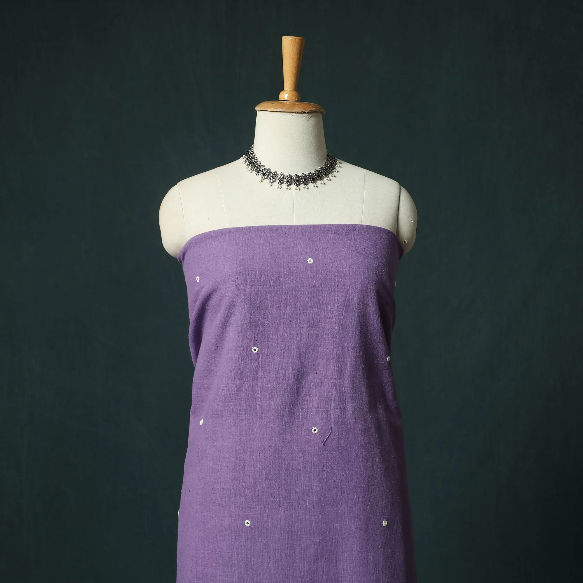 Purple - Kutch Bhujodi Handloom Kala Cotton 3pc Unstitched Dress Material Suit Set 10 - Image 2