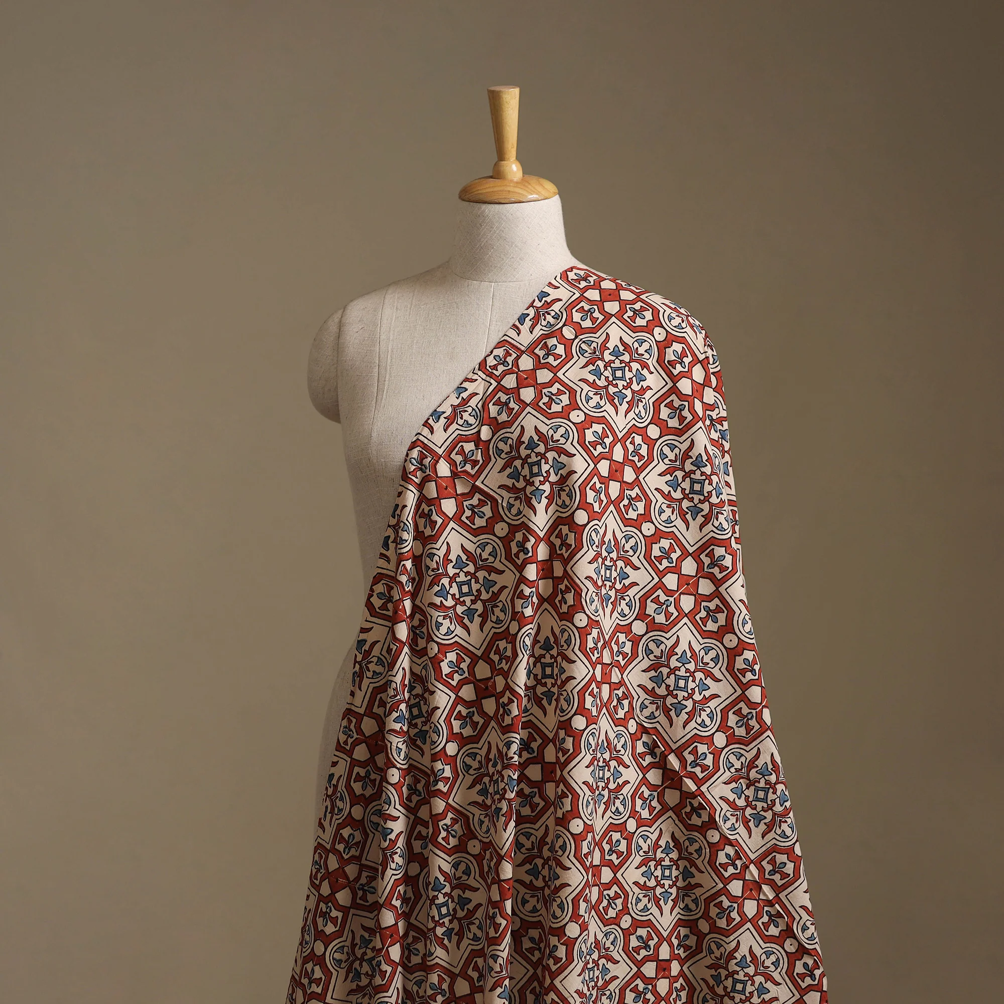 Maroon - Kutch Hand Block Ajrakh Print Natural Dyed Cotton Fabric 05