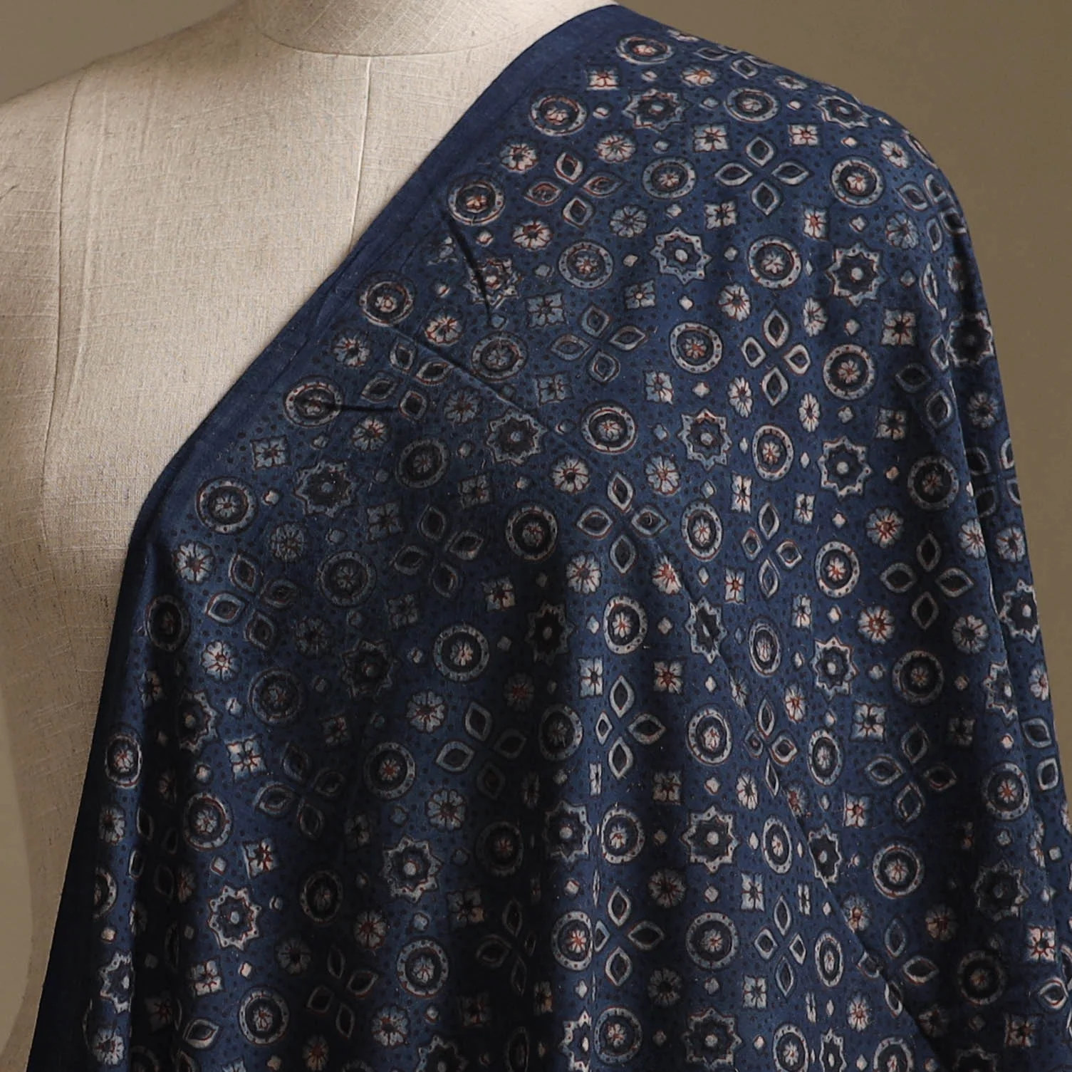 Blue - Kutch Hand Block Ajrakh Print Natural Dyed Cotton Fabric 07 - Image 2