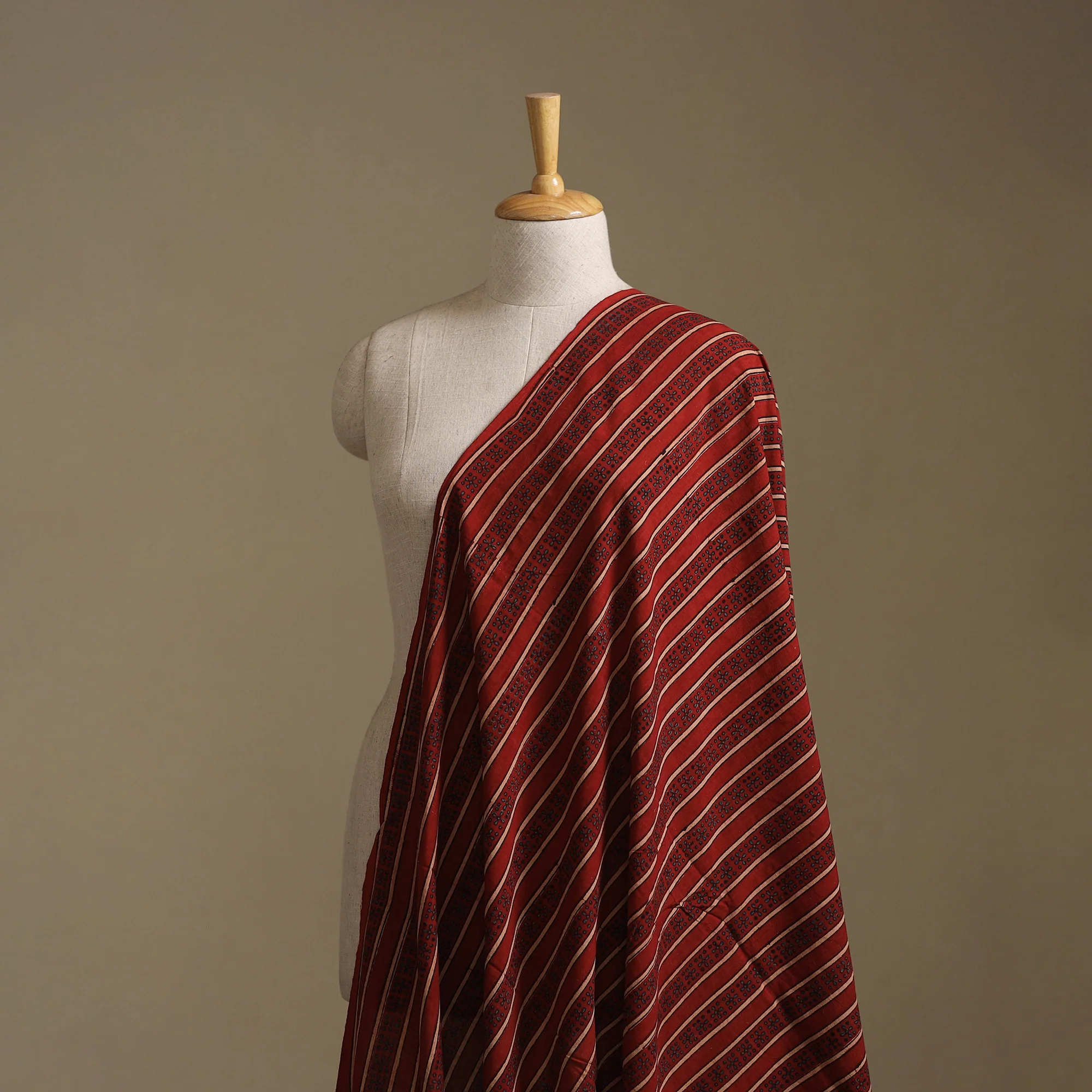 Red - Kutch Hand Block Ajrakh Print Natural Dyed Cotton Fabric 10