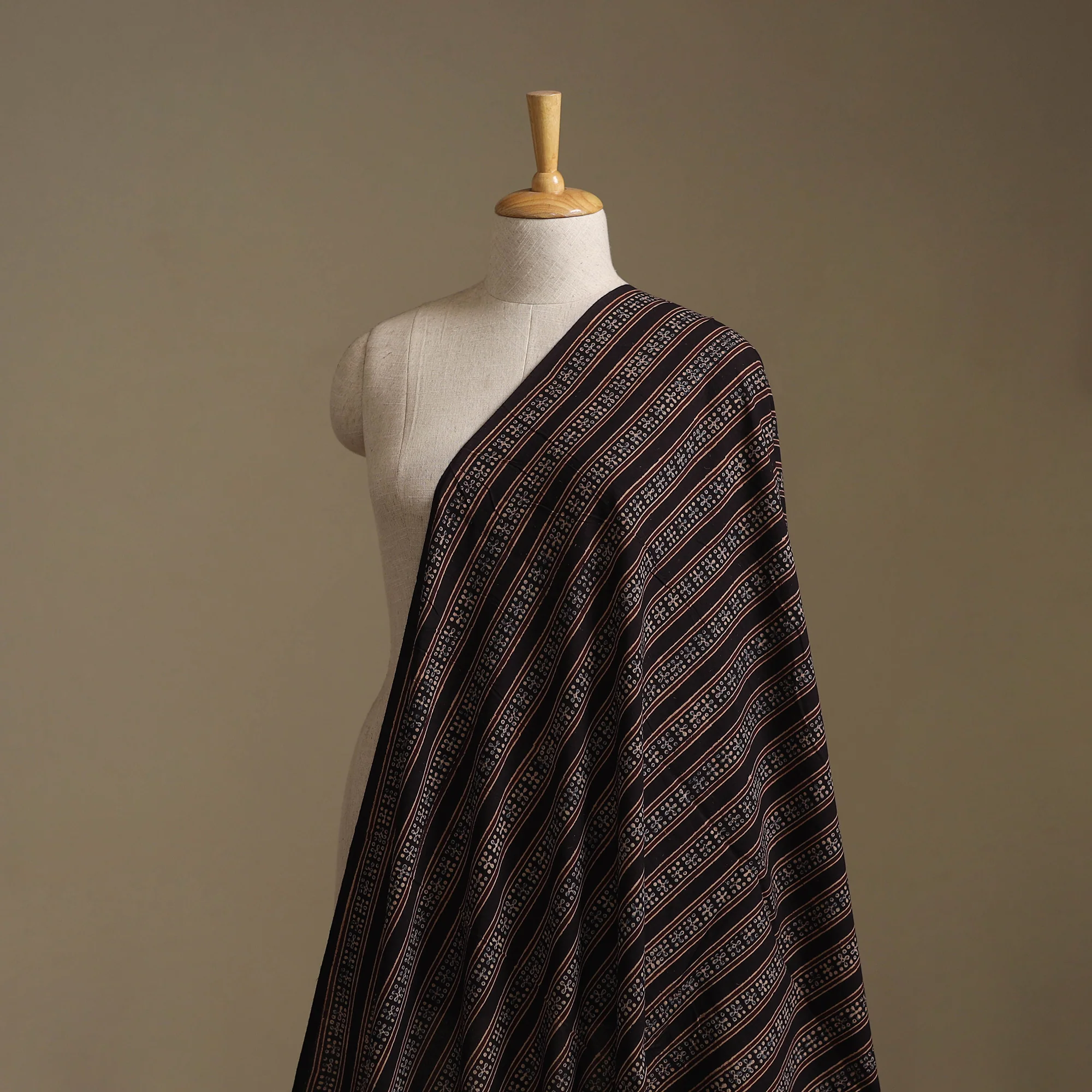 Black - Kutch Hand Block Ajrakh Print Natural Dyed Cotton Fabric 11