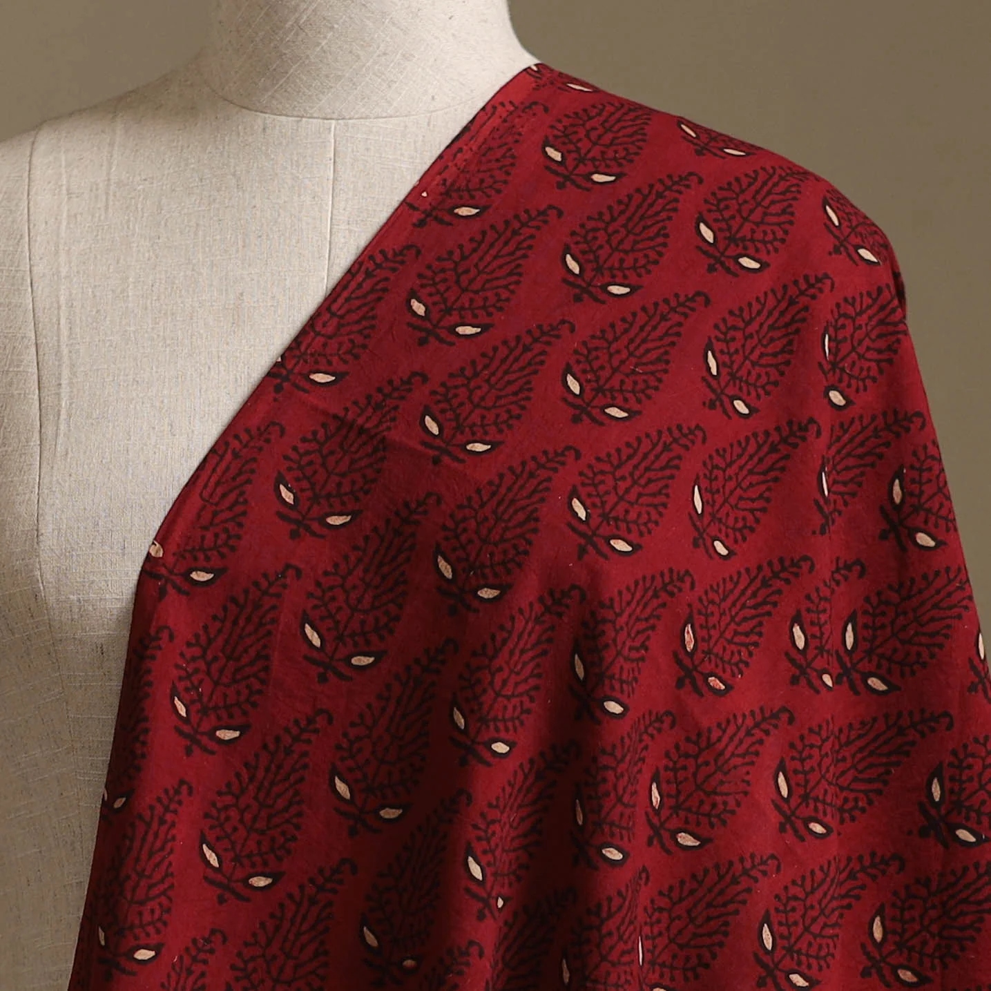 Red - Kutch Hand Block Ajrakh Print Natural Dyed Cotton Fabric 22 - Image 2