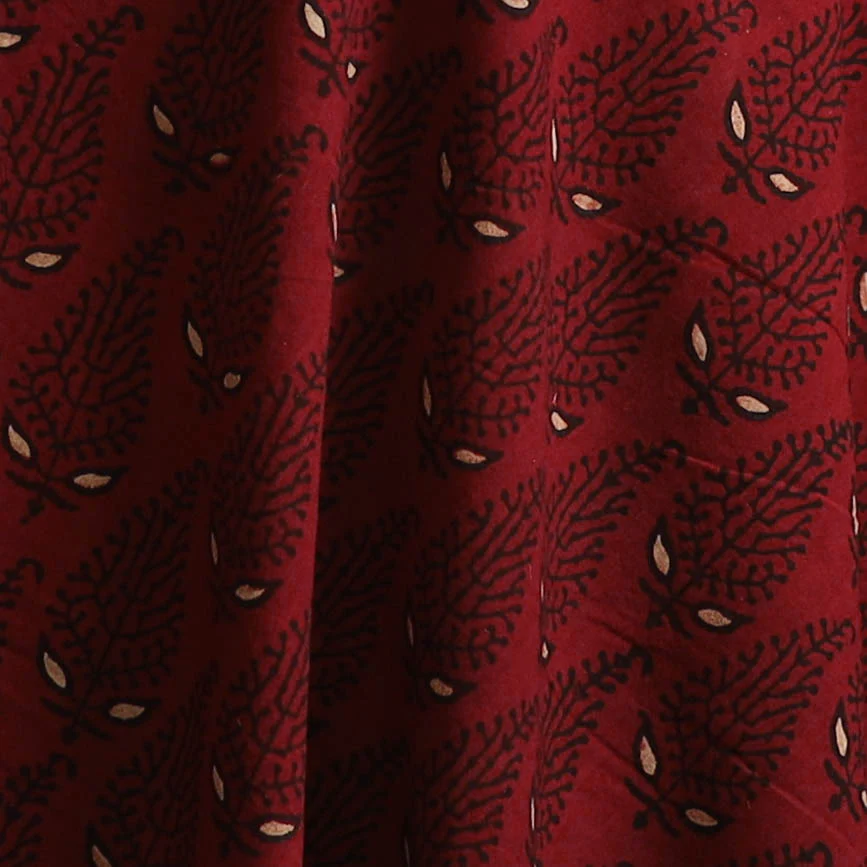 Red - Kutch Hand Block Ajrakh Print Natural Dyed Cotton Fabric 22 - Image 3