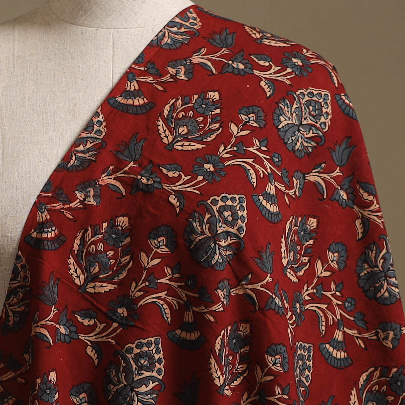 Maroon - Kutch Hand Block Ajrakh Print Natural Dyed Cotton Fabric 33 - Image 2