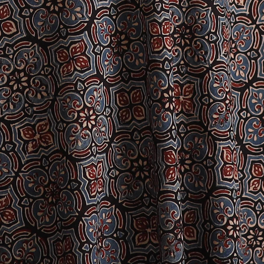 Kutch Hand Block Ajrakh Print Natural Dyed Cotton Fabric 40 - Image 3