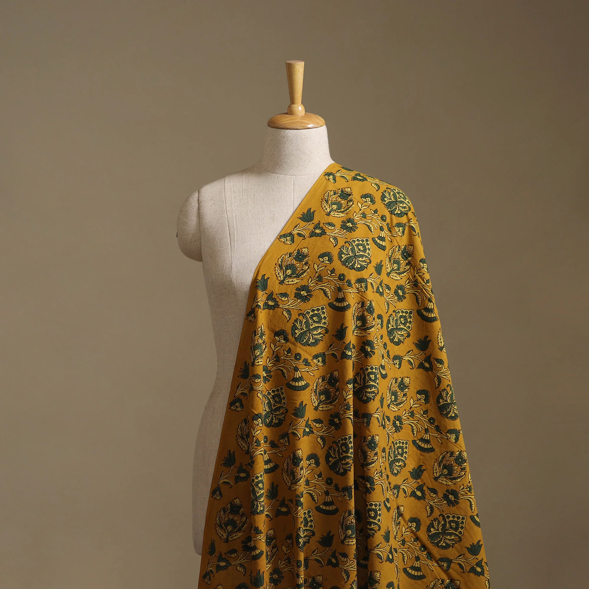 Yellow - Kutch Hand Block Ajrakh Print Natural Dyed Cotton Fabric 43