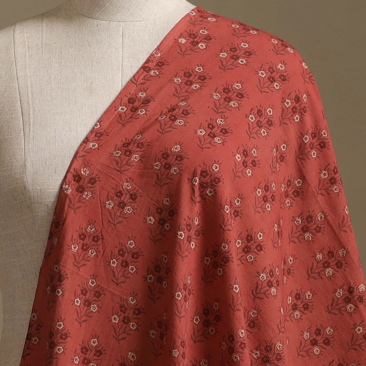 Red - Kutch Hand Block Ajrakh Print Natural Dyed Cotton Fabric 46 - Image 2