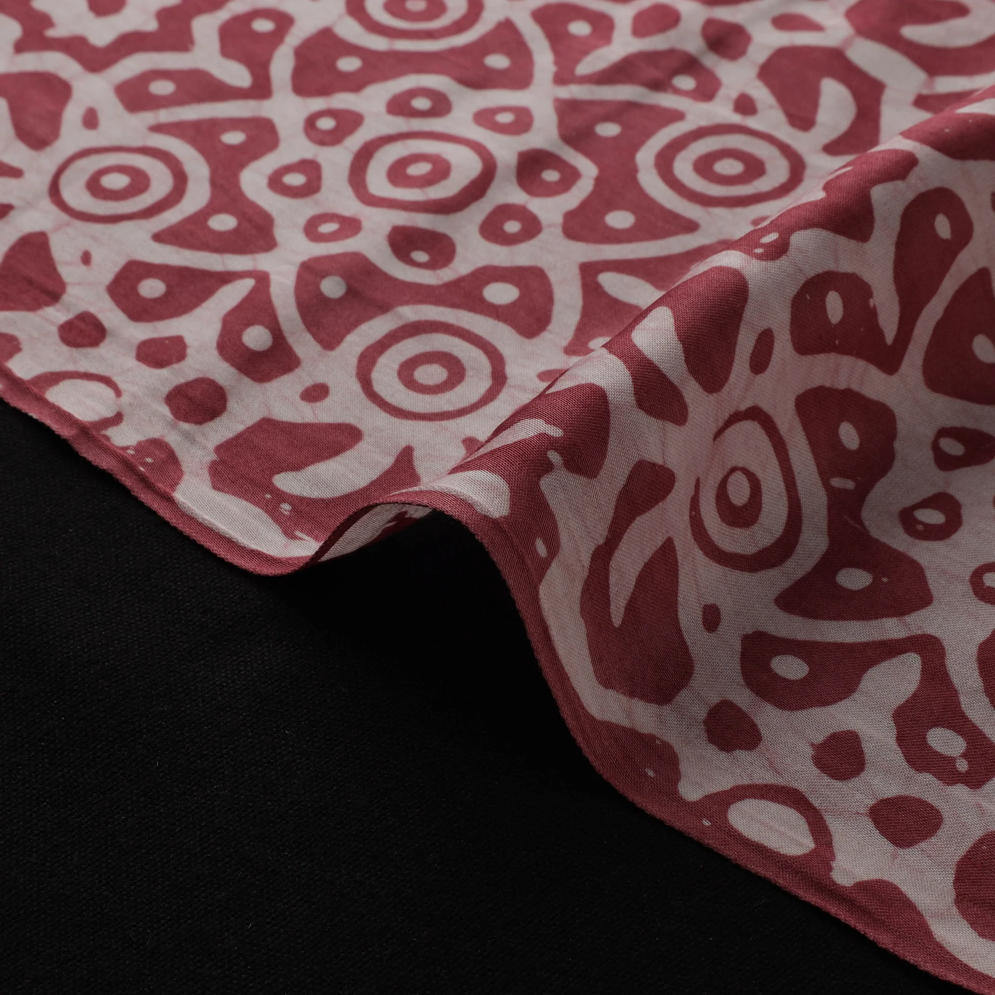 Maroon - Kutch Hand Block Batik Print Modal Silk Fabric 01 - Image 4