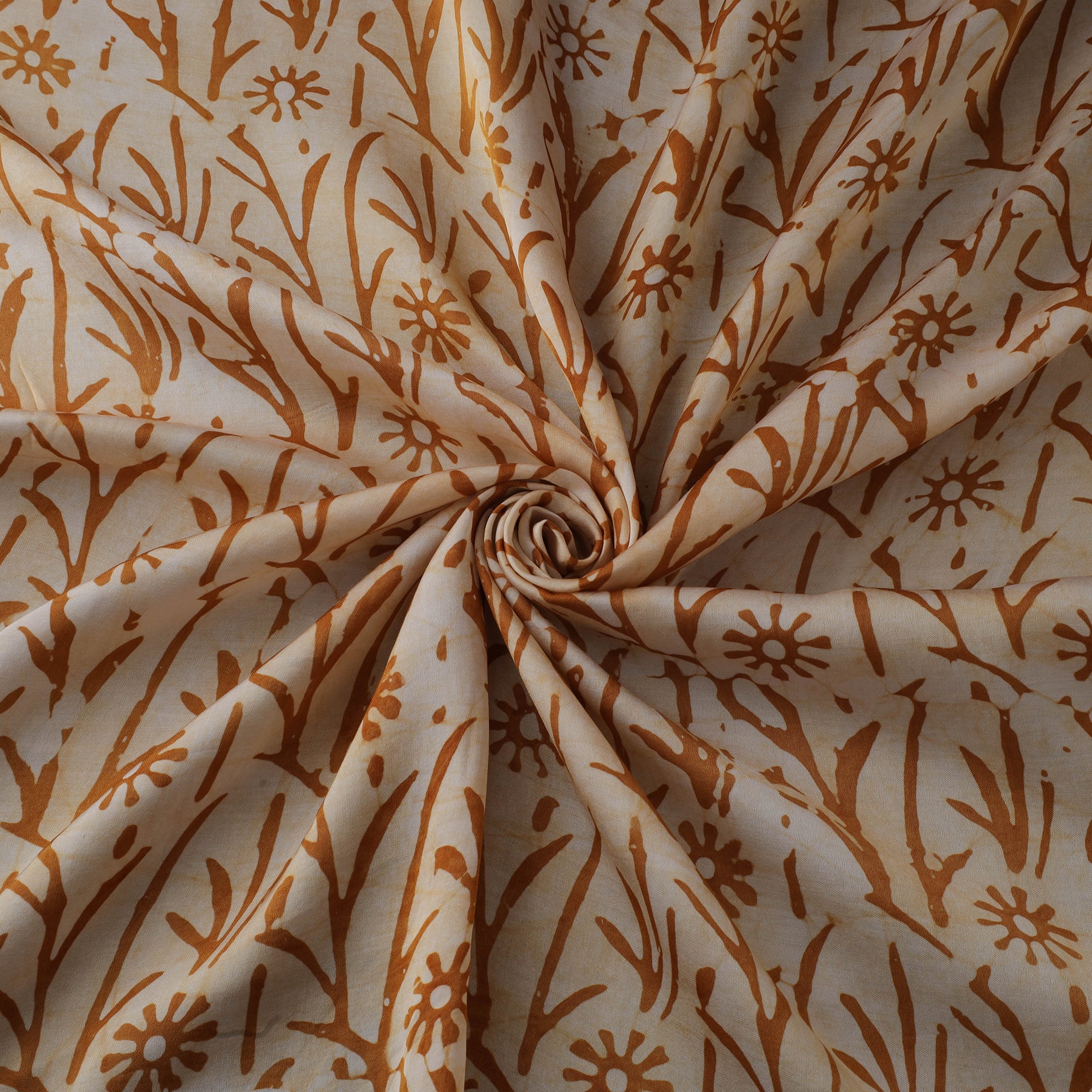 Orange - Kutch Hand Block Batik Print Modal Silk Fabric 02