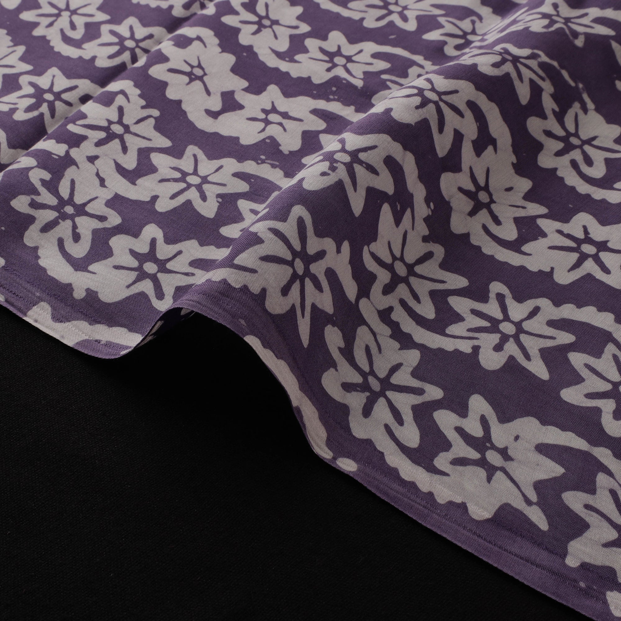 Purple - Kutch Hand Block Batik Print Modal Silk Fabric 03 - Image 3