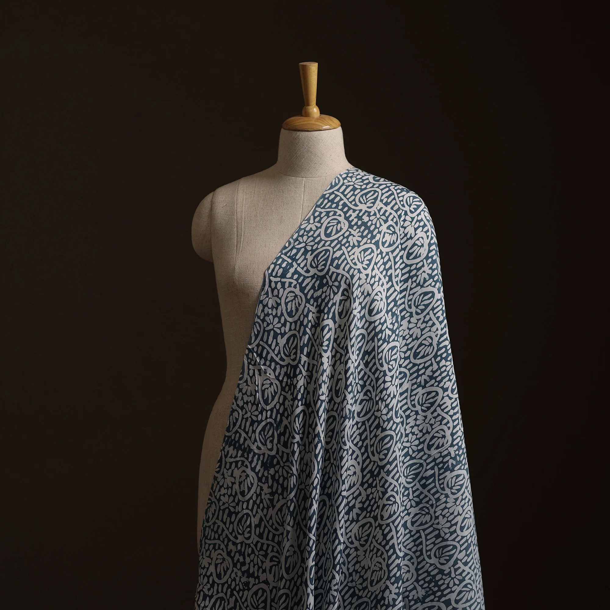 Gray - Kutch Hand Block Batik Print Modal Silk Fabric 05 - Image 2